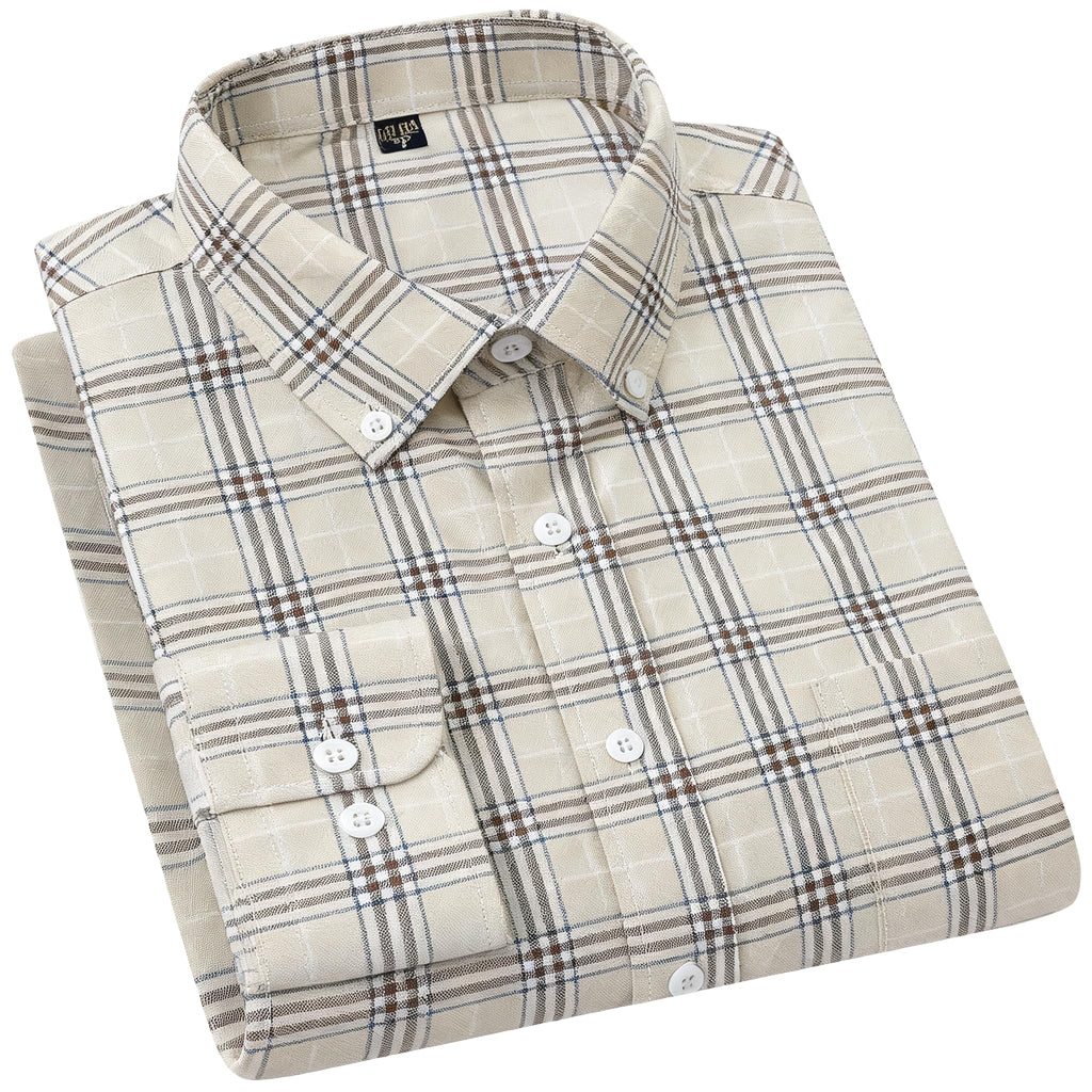 Cromoncent Mens Cotton Oxford Shirt Long Sleeve Button Down Dress Shirts with Pocket
