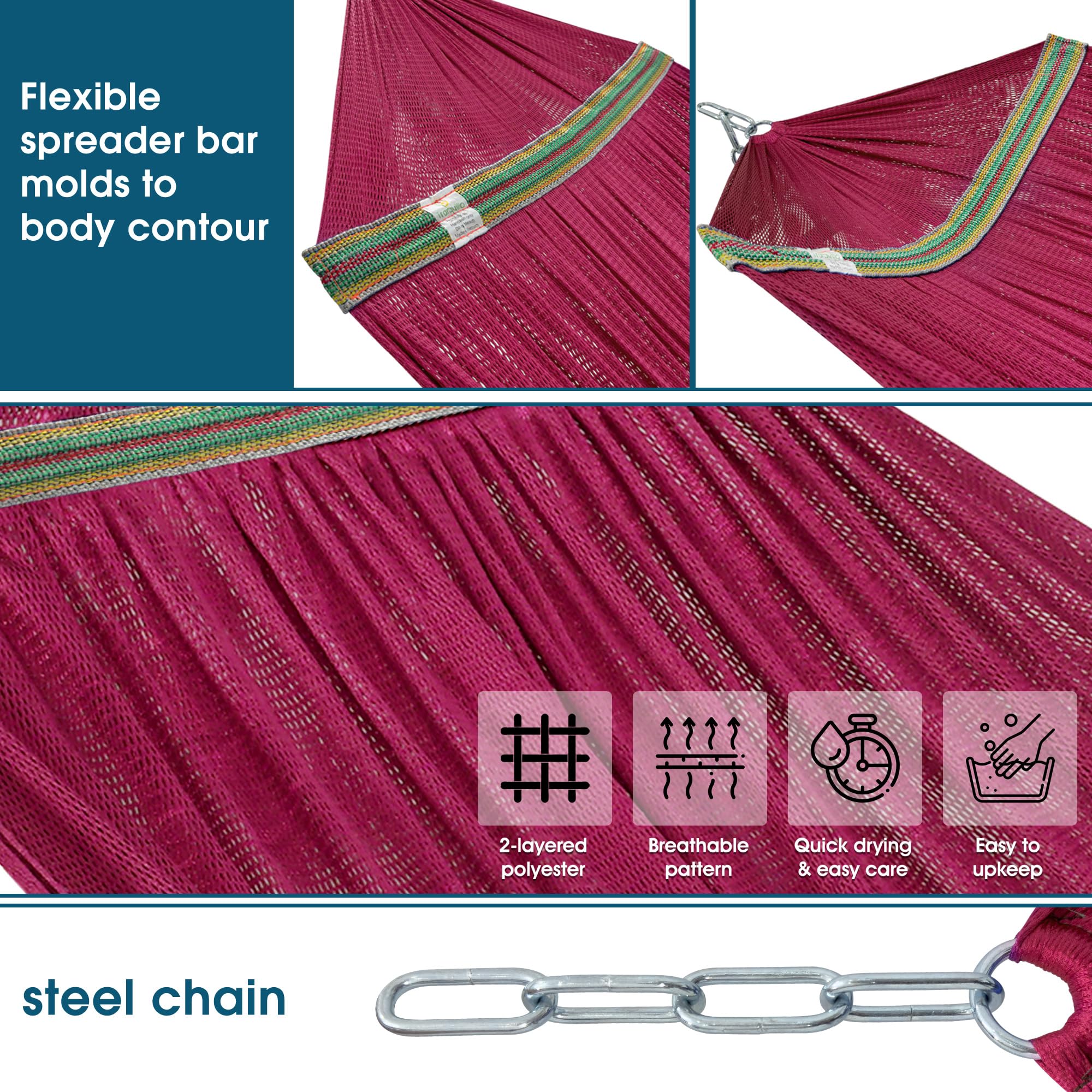 Tranquillo Unity Adjustable Hammock Stand, Hammocks Stands for The Garden, 800 lbs Capacity Steel Double Hammock Stand for 2 Persons, Premium Pre-Assembled Stand (Steel, Aegean)