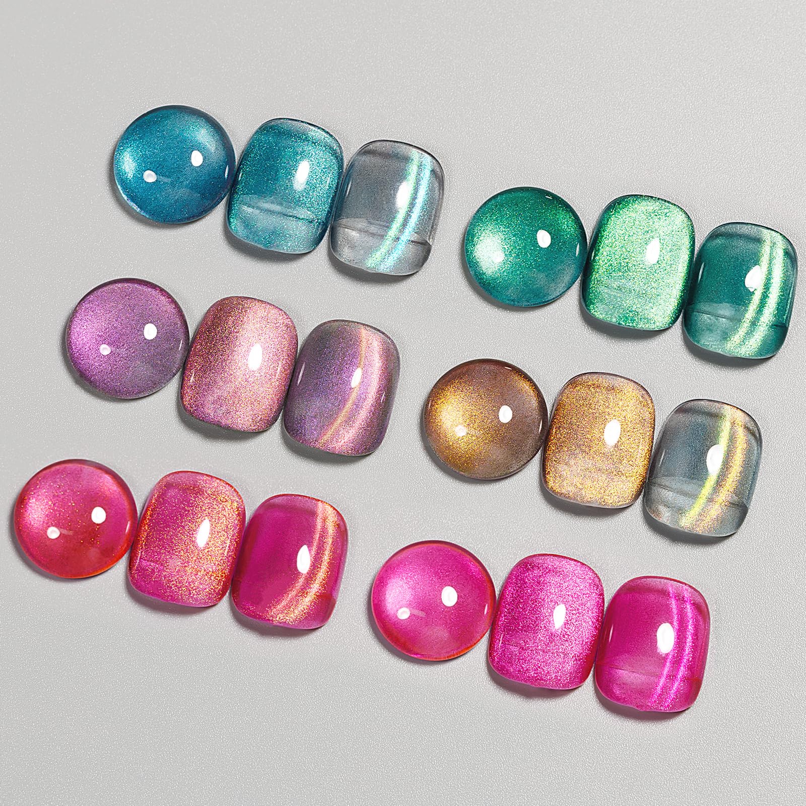 MIZHSE Cat Eye Gel Nail Polish, Moonlight Magnetic Gel Polish and Sheer Nude Nail Kit with 1 Magnet Stick, Glass Shiny Effect Silver Pink Purple Soak Off Manicure Home DIY