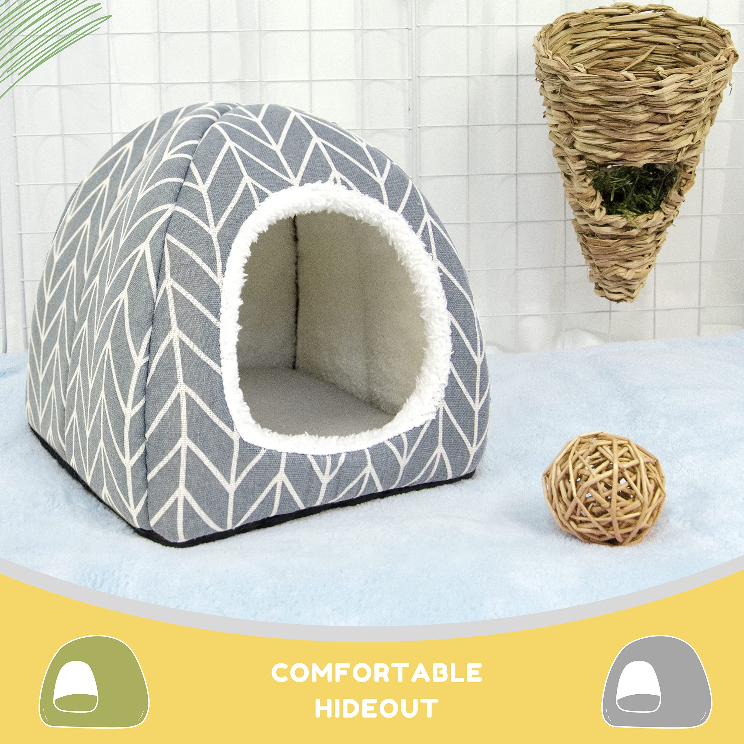 Guinea Pig Hideout Bed Dwarf Rabbit House Cave Accessories Cozy Hide-Out for Little Bunny Hedgehog Ferret Chinchilla&Other Small Animals