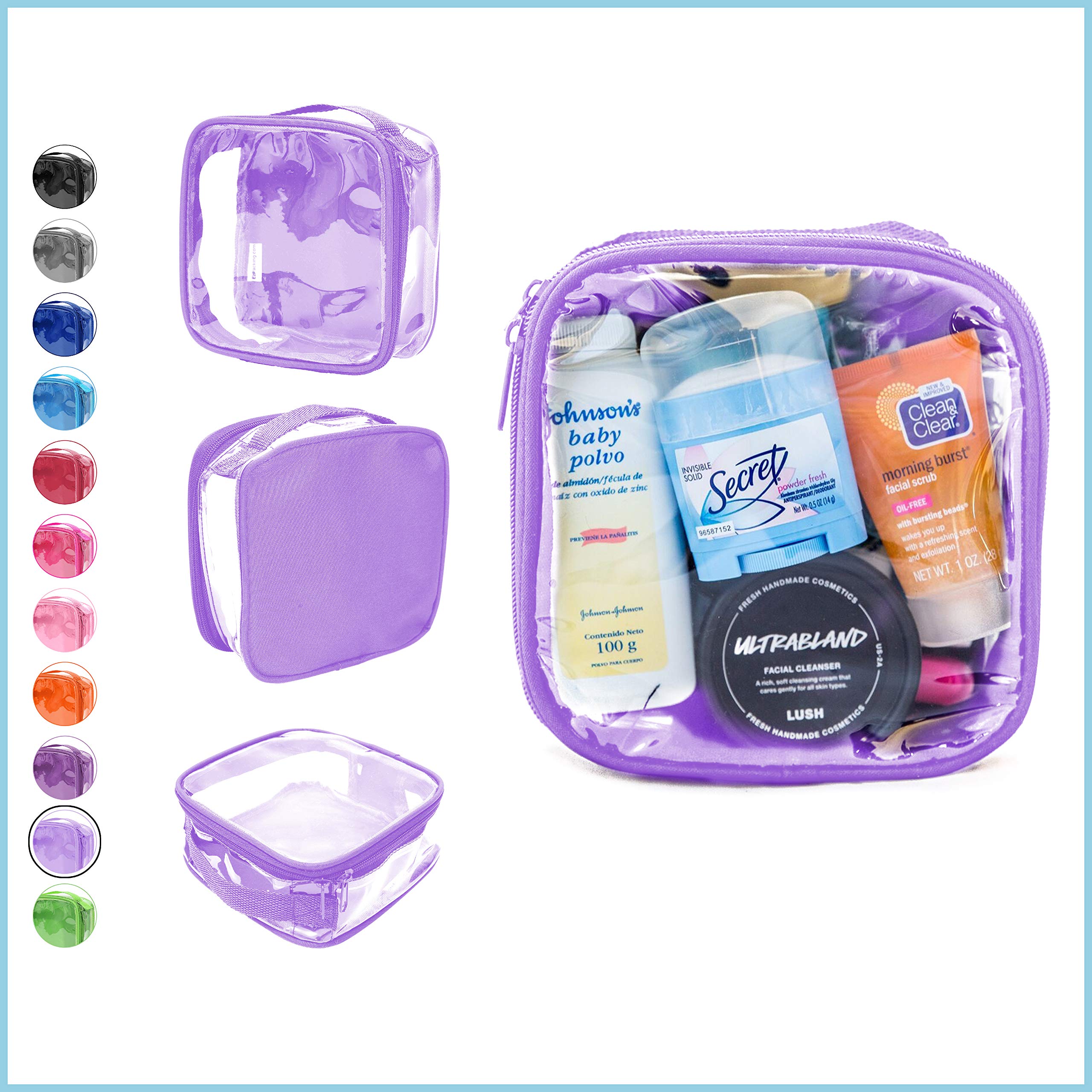 EzPacking Clear TSA Approved 3-1-1 Travel Toiletry Bag for Carry On/Quart Size Transparent Liquids Pouch for Airport Security/Reusable See Through Vinyl & PVC Plastic Organizer Men Women (Black)