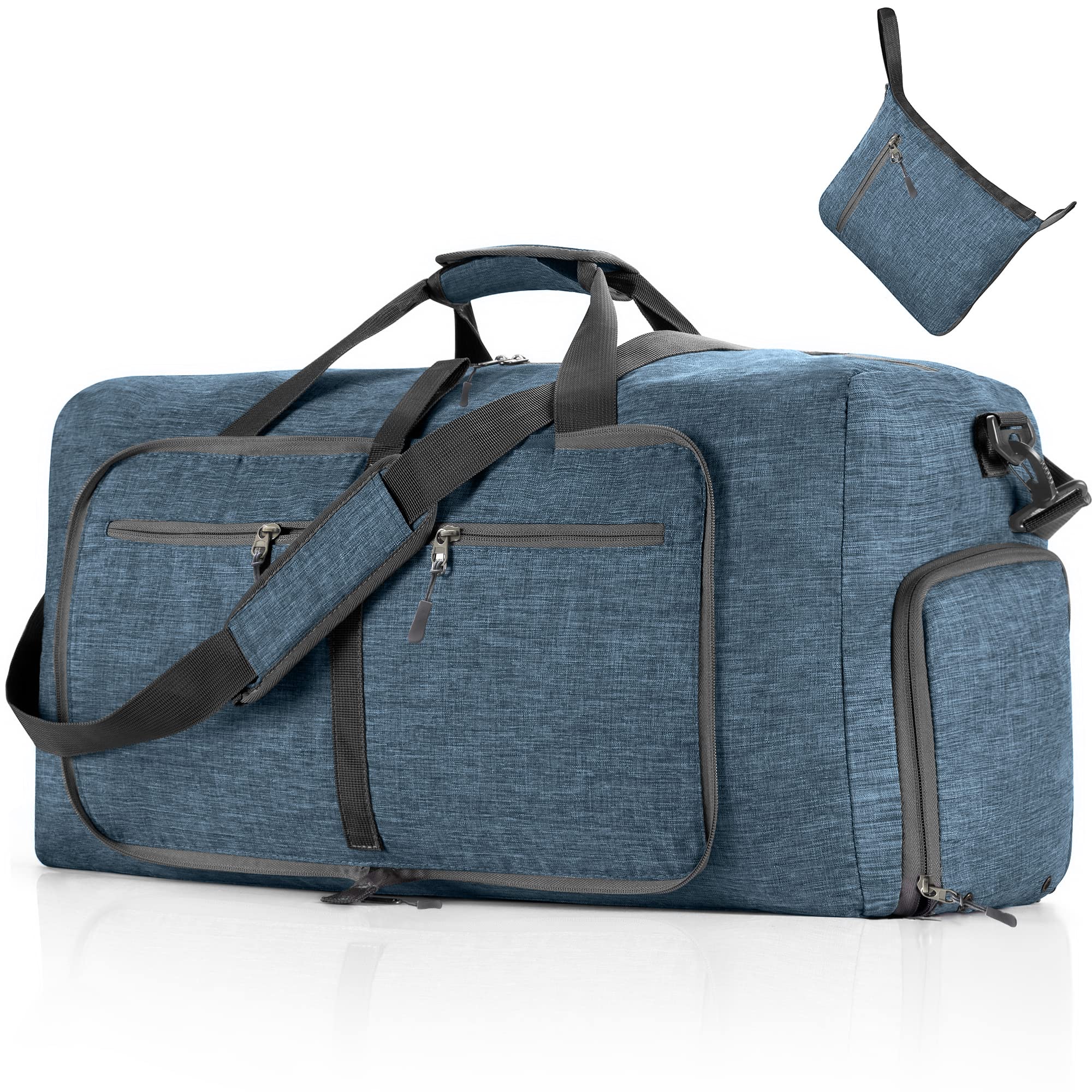 Vomgomfom 65L/85L/115L Foldable Travel Duffle Bag, Lightweight Checked Luggage with Shoe Compartment, Water-Resistant Weekender Overnight Bag for Men & Women