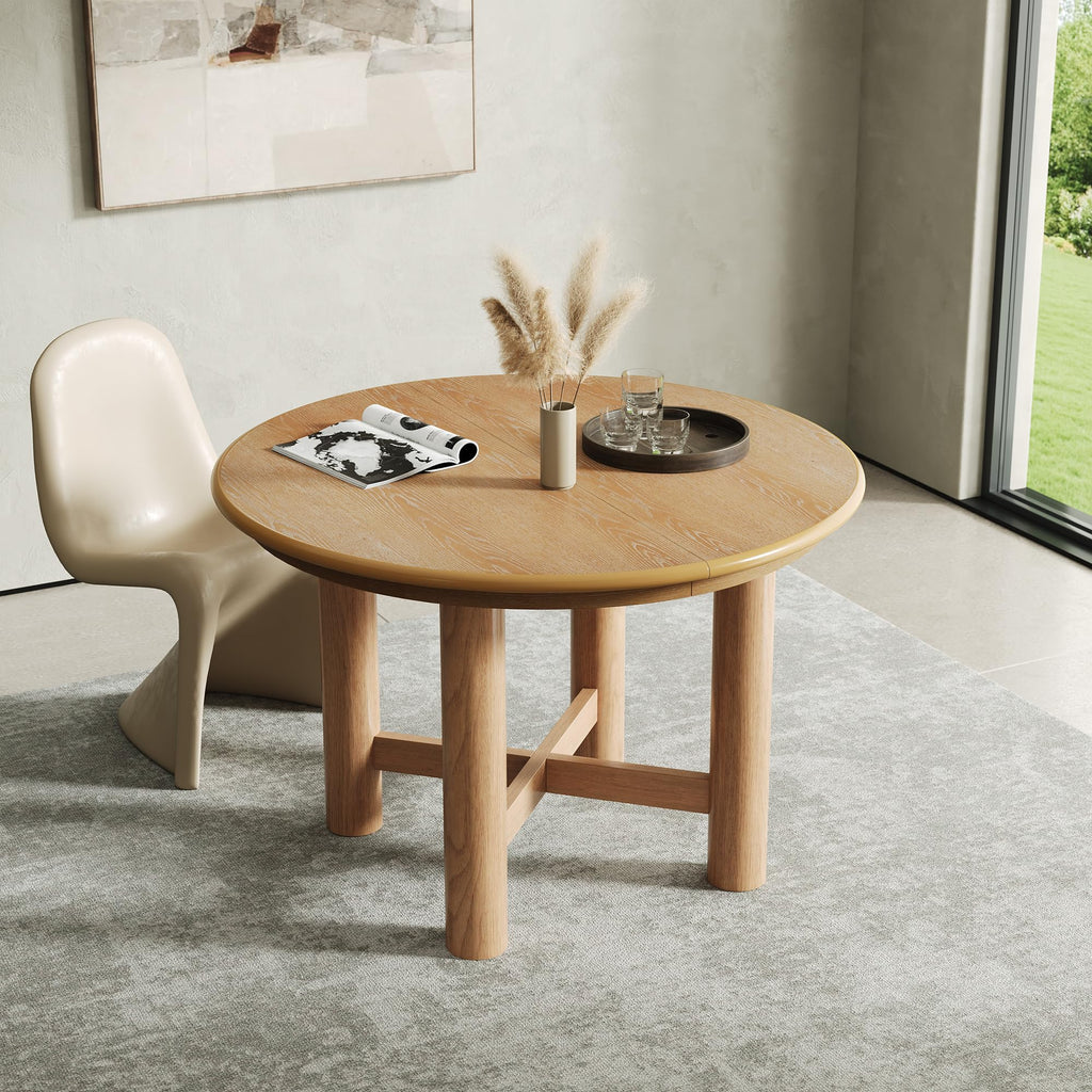 LUMISOL Round Dining Table for 4-6 People, 41"-57" Extendable Kitchen Table with 16" Removable Leaf for Small Places, Kitchen, Dining Room, Espresso