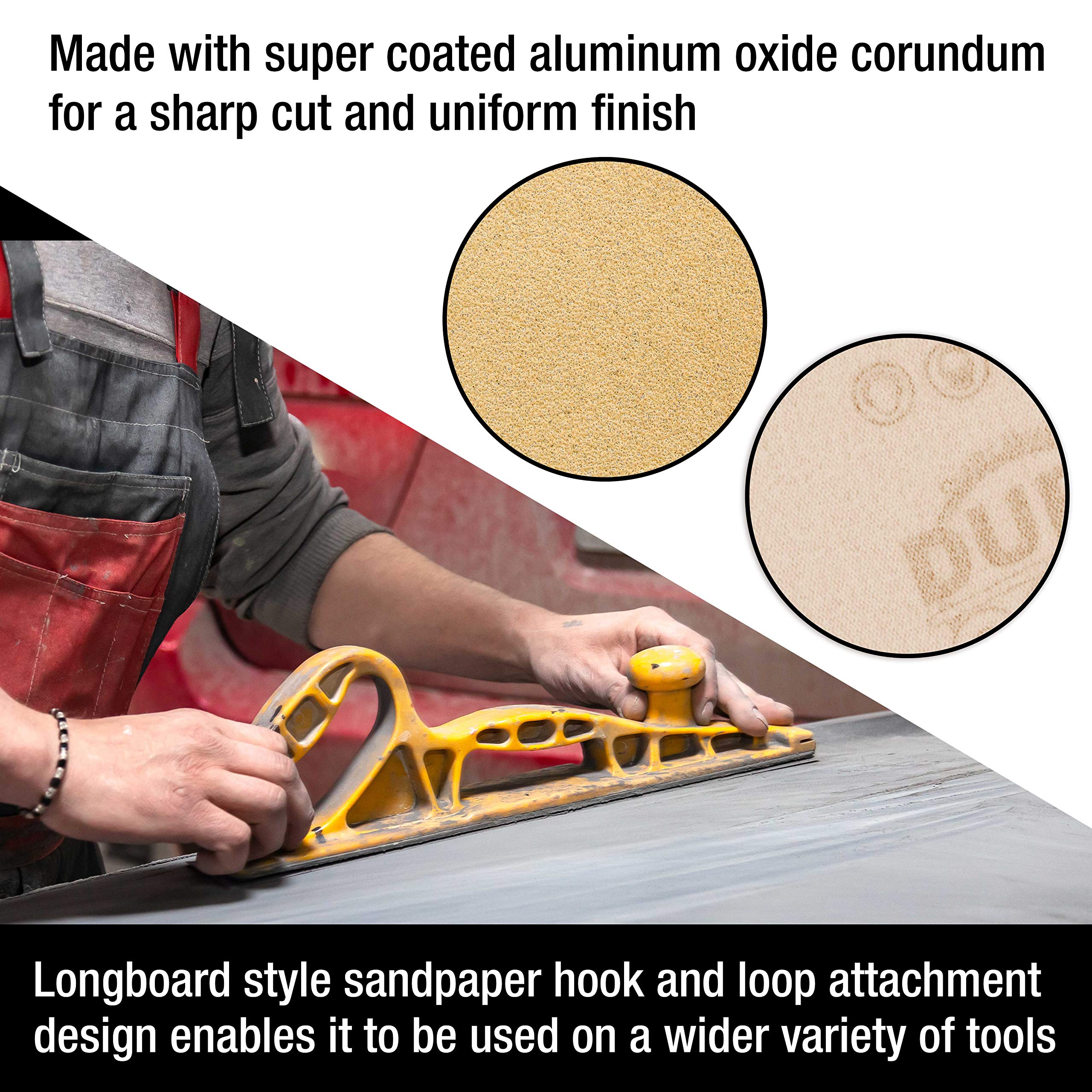 Dura-Gold Premium - 40 Grit Gold - Hook & Loop Backing Longboard Continuous Sandpaper Roll, 2-3/4" Wide, 12 Yards Long - For Automotive & Woodworking Air File Long Board Sanders, Hand Sanding Blocks