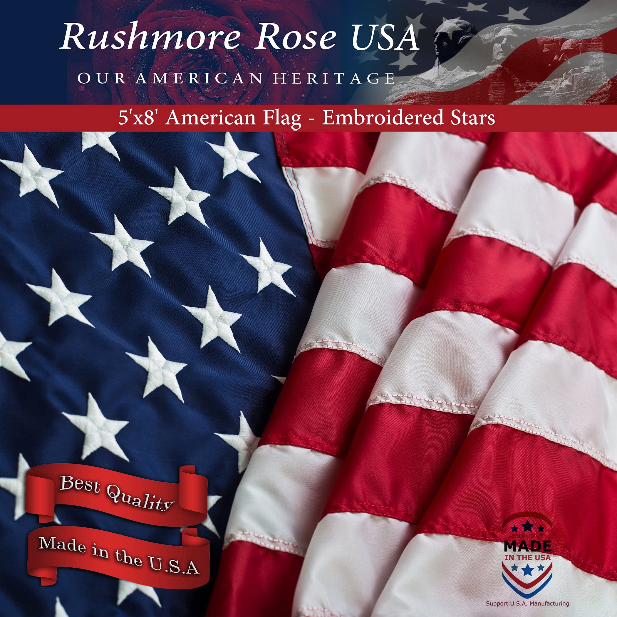 2X3 American Flag for Outside | American Flag Made in USA Heavy Duty American Flags for Outside 2X3 with Embroidered Stars and Sewn Stripes - All Weather US