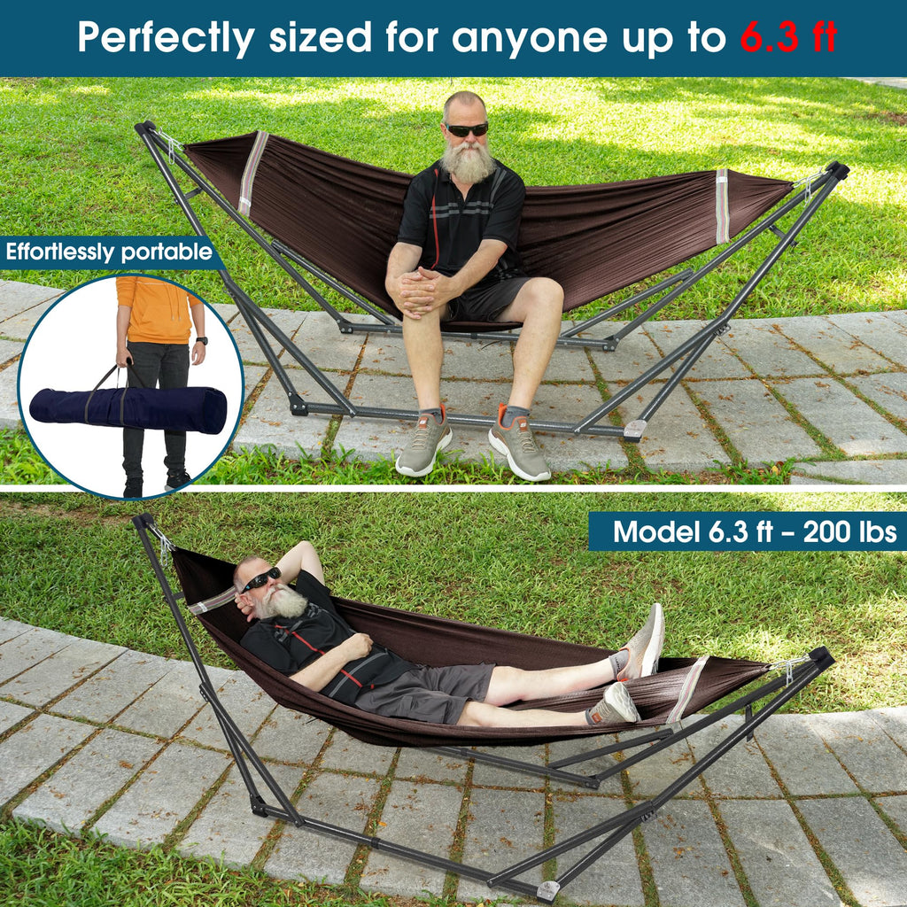 Tranquillo Unity Adjustable Hammock Stand, Hammocks Stands for The Garden, 800 lbs Capacity Steel Double Hammock Stand for 2 Persons, Premium Pre-Assembled Stand (Steel, Aegean)