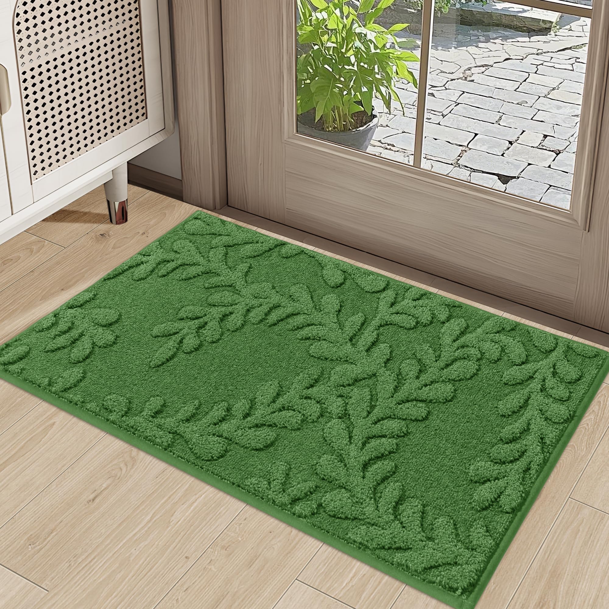 BEQHAUSE Door Mats 20”x32”, Non-Slip TPR Backing Entryway Doormat, Super Absorbent Welcome Mat for Front Door, Mud Shoes & Paws, Washable Entry Rugs, Black