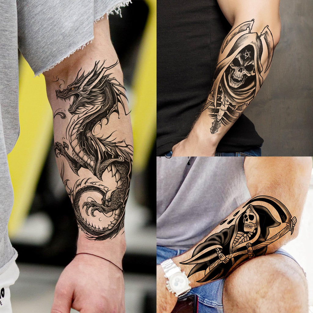 EGMBGM 52 Sheets Tiny Small Temporary Tattoos For Kids Boys Girls, Tribal Animals Butterfly Anchor Compass Tattoo Stickers For Men Women, 3D Cute Flower Fake Face Tatoo Kits Sets For Neck Arm Hands