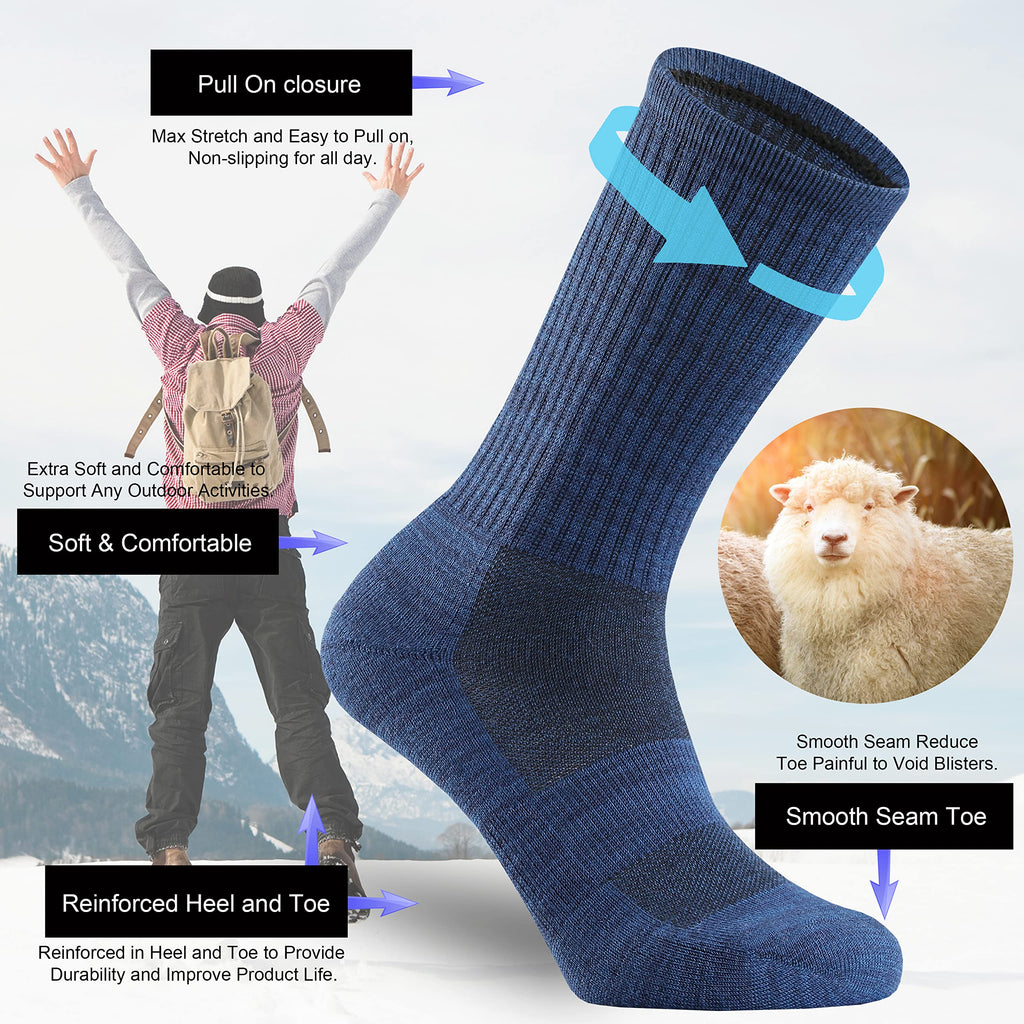 Ortis Men's Extra-Fine Merino Wool Cushioned Crew Socks with Light Weight Moisture Control Comfy for Men Outdoor Hiking Hiker