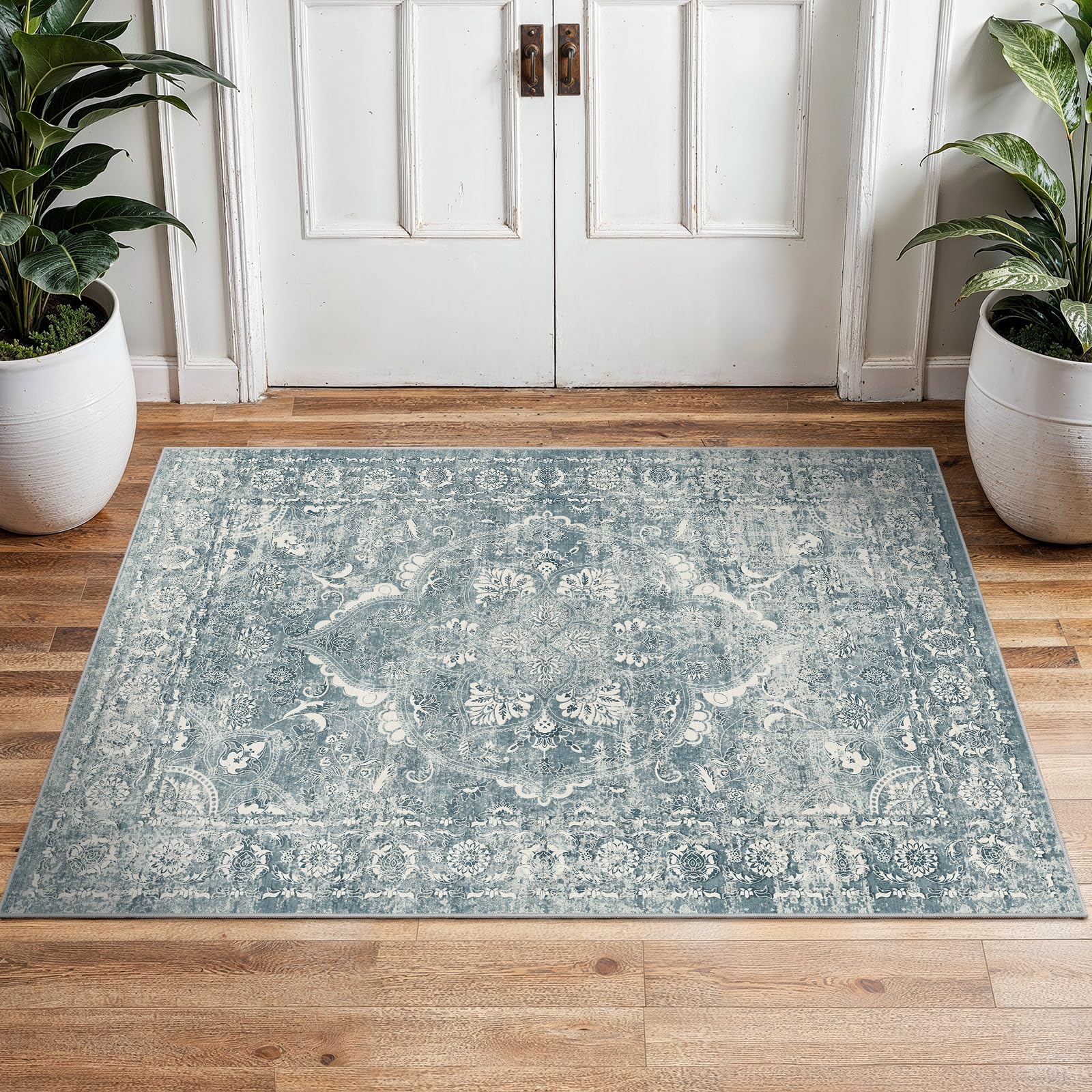 2x5 Washable Kitchen Runner Rug - Soft Low Pile Floral Animal Cat Print Rugs with Non-Slip Backing Waterproof Stain-Resistant Indoor Carpet for Hallway Entryway Bathroom Bedroom (Black)