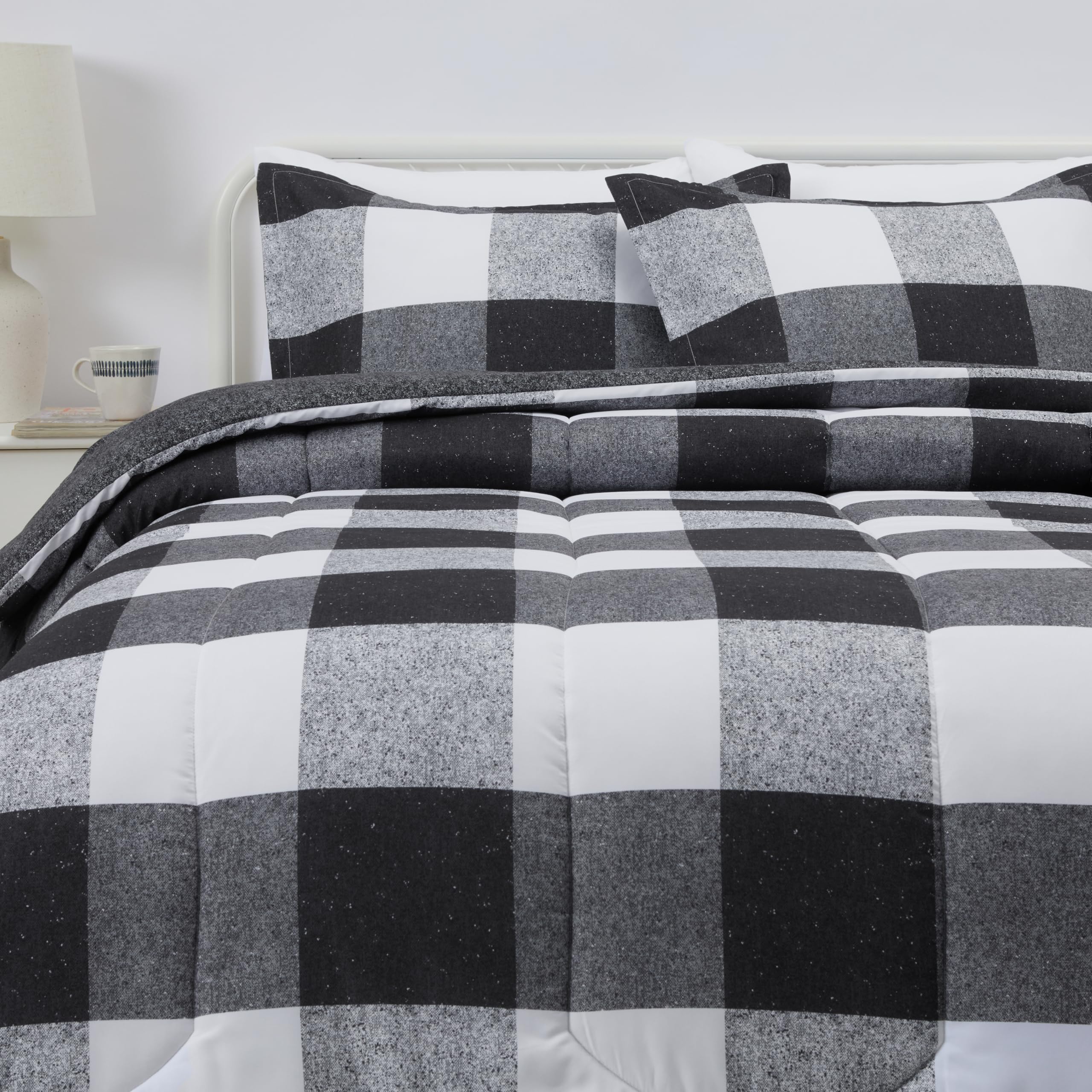 Amazon Basics Reversible Lightweight Microfiber All Season Comforter Blanket, Twin/Twin XL, Burgundy/Grey (Pack of 2)