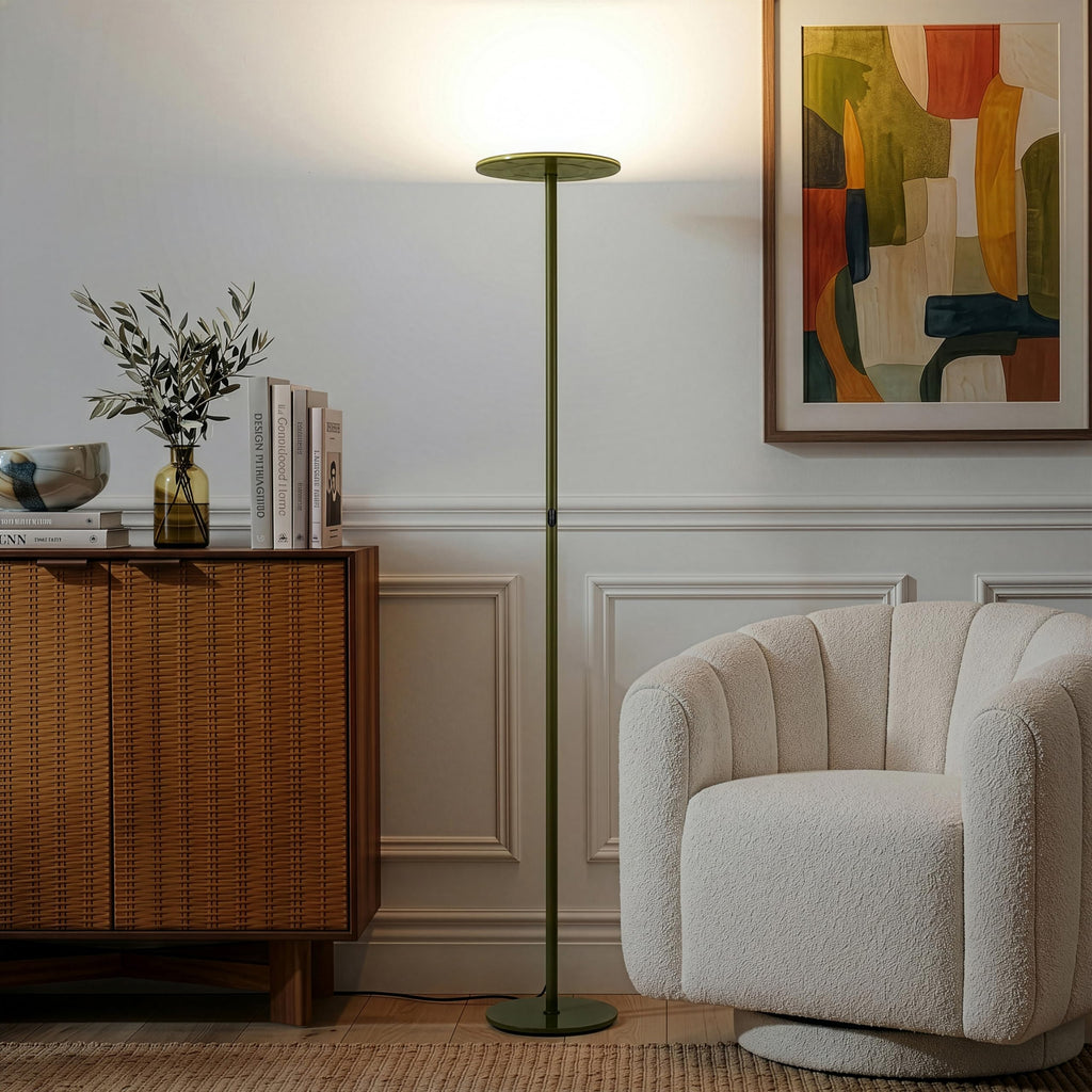Brightech Sky LED Floor lamp, Torchiere Super Bright Floor Lamp for Living Room Decor & Office - Dimmable, Tall Standing Lamp with Warm Light for Bedroom & Reading - Bronze