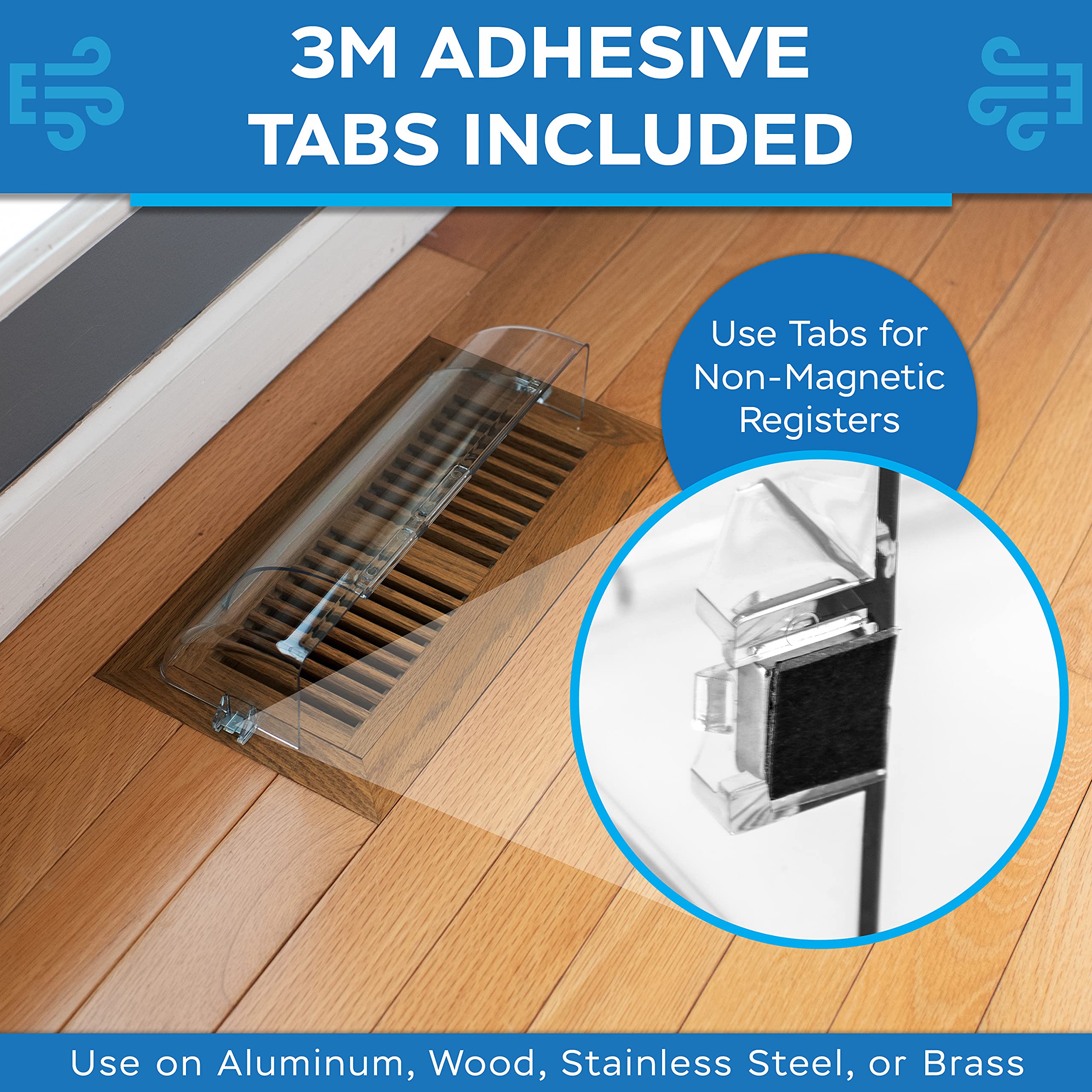Eureka Air Vent Deflector - Redirect Airflow - Fits 10" to 14" Wide Floor, Wall, Ceiling Vent Registers - Multi-Surface Use - Strong Neodymium Magnets and 3M Adhesive Tabs Included - 2-Pack