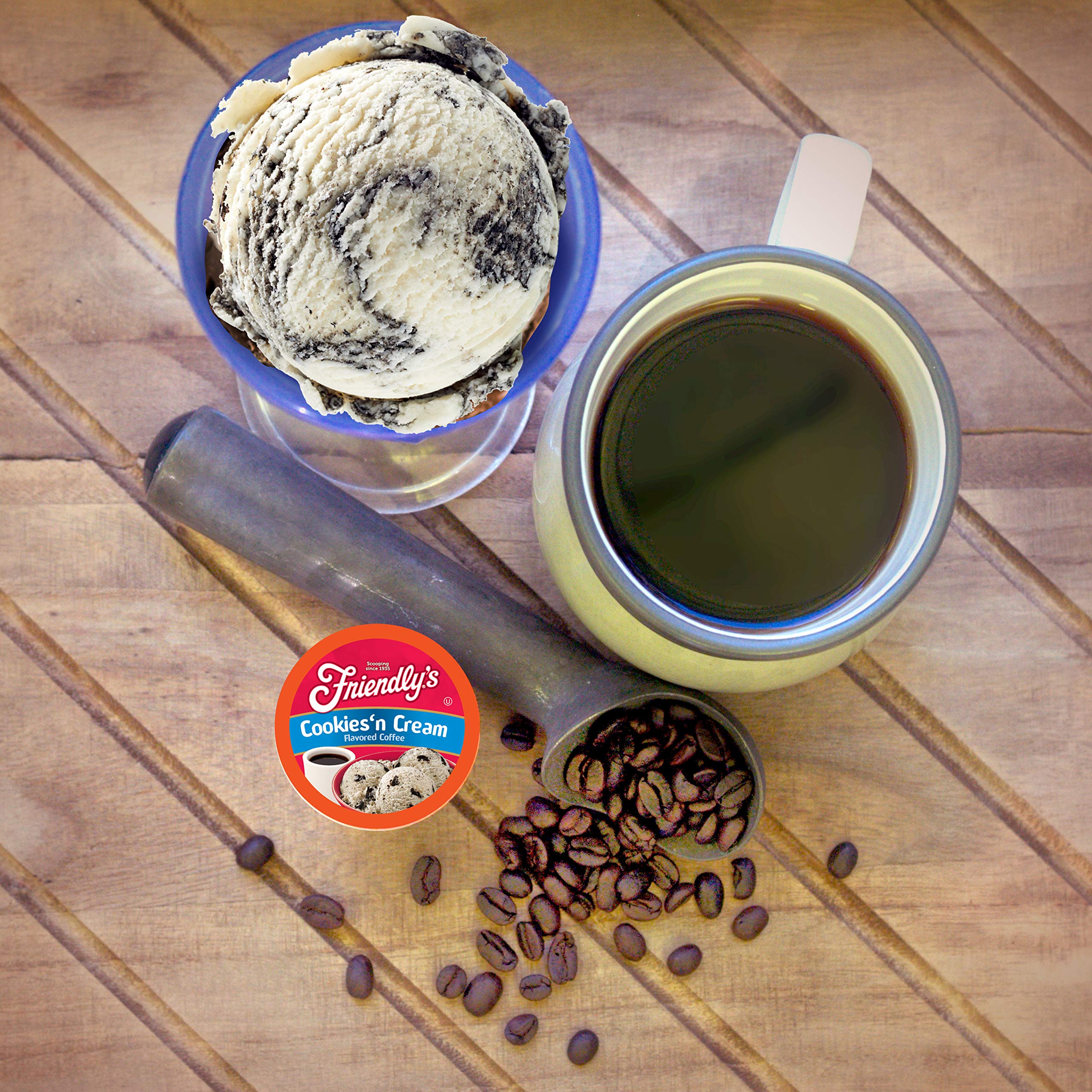 Friendly's Coffee Pods Assorted Flavored Ice Cream Variety Pack Compatible with Keurig K Cup Brewers, Assorted Variety Pack, 40 Count (Pack of 1)