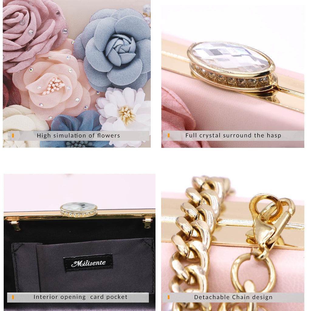 Evening Bag for Women, Flower Wedding Evening Clutch Purse Bride Floral Clutch Bag