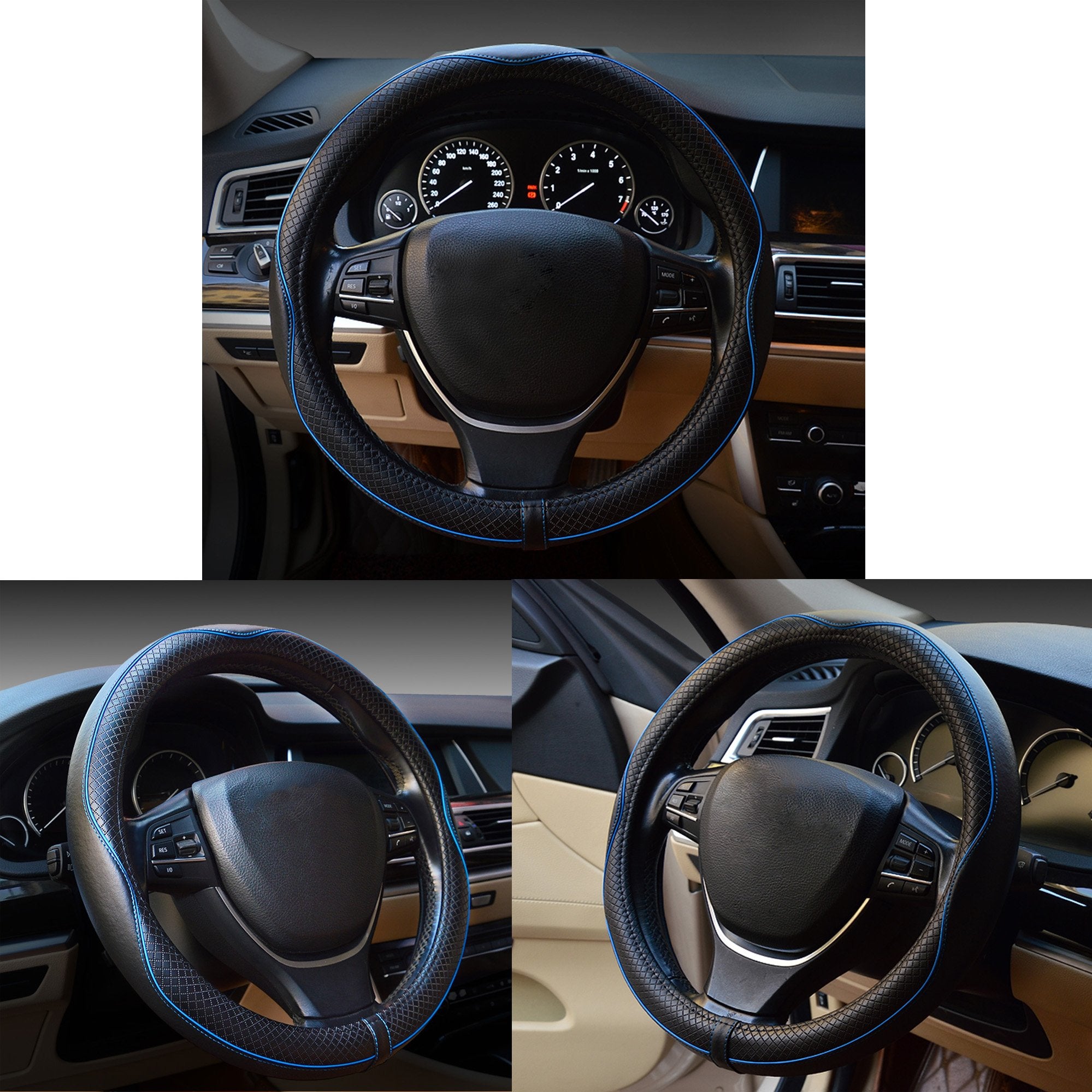 Car Steering Wheel Cover, Anti-Slip, Safety, Soft, Breathable, Heavy Duty, Thick, Full Surround, Sports Style (Black)