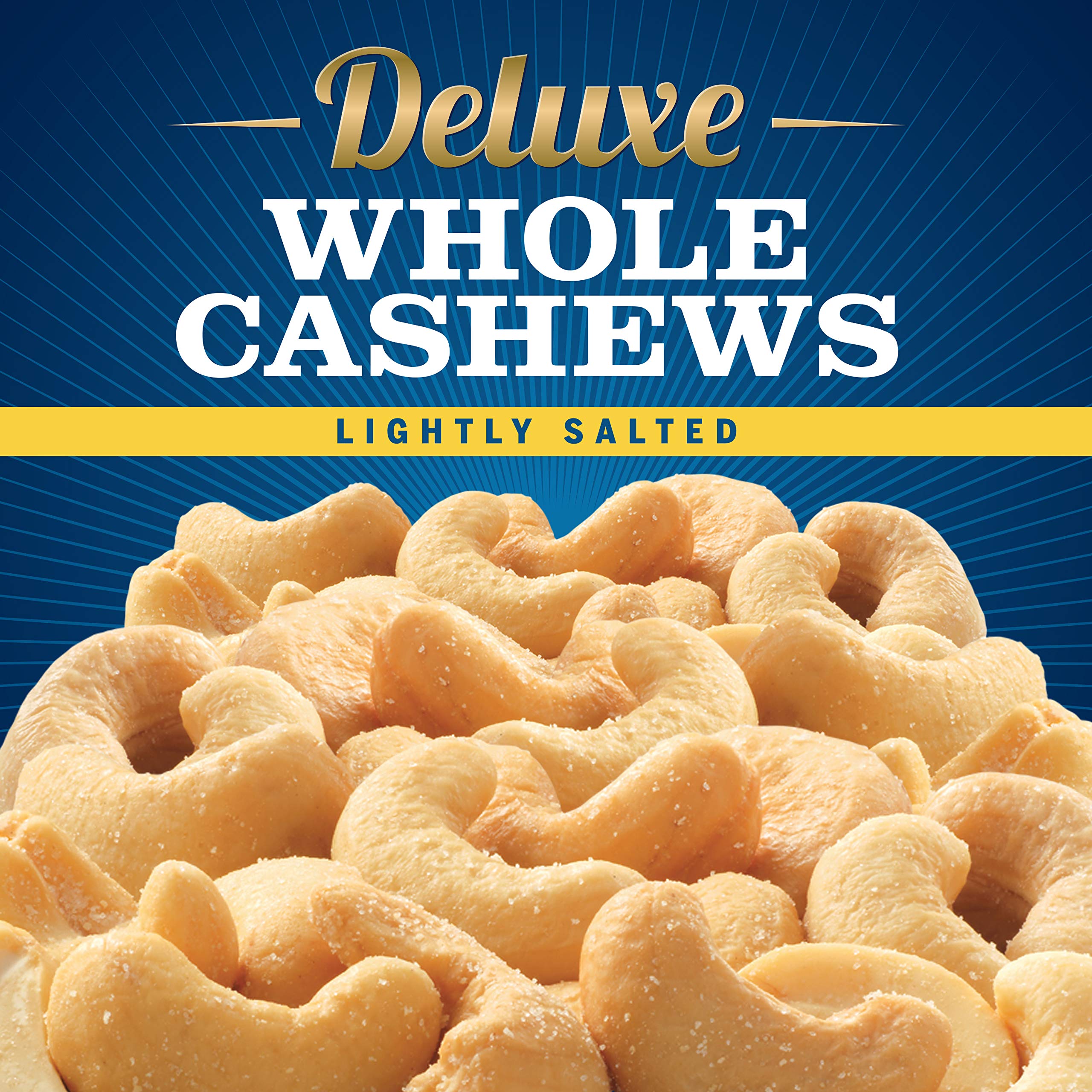 PLANTERS Deluxe Lightly Salted Whole Cashews, 18.25 oz. Resealable Container - Lightly Salted Cashews & Lightly Salted Nuts - Snacks for Adults & Kids - Vegan Snacks, Kosher