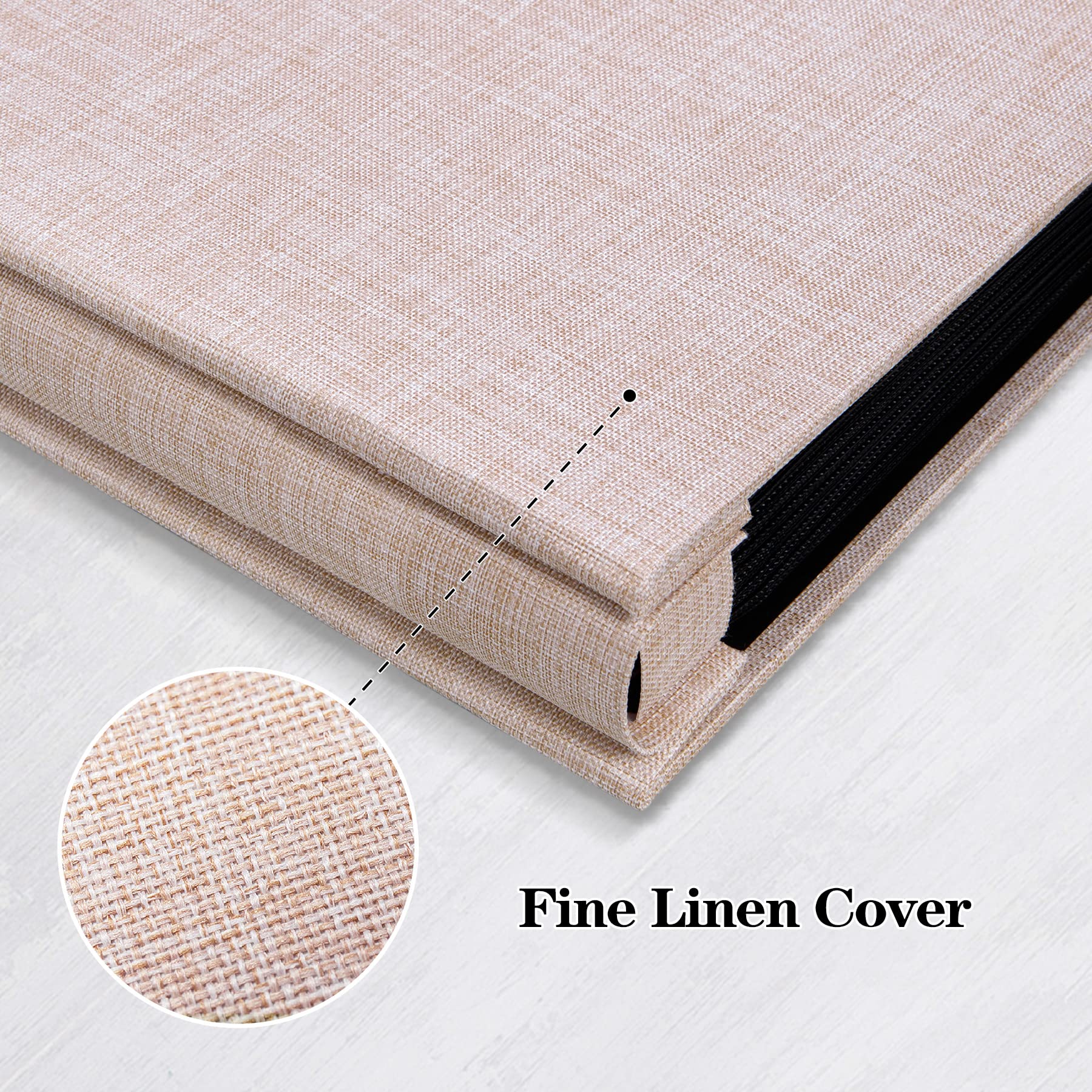 Mublalbum Small Photo Album 4x6 100 Photos Linen Cover Picture Book with Horizontal Pockets for Wedding Family Anniversary and Baby (Beige)
