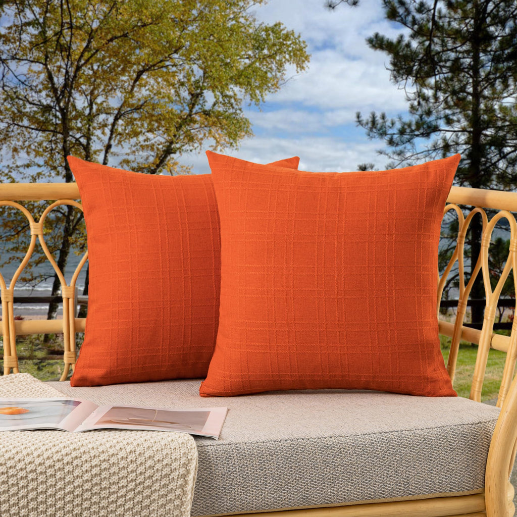 Kevin Textile Pack of 2 Outdoor Waterproof Pillow Covers Checkered Decorative Cushions Sham Throw Pillowcases Shell for Patio Tent Garden Couch Bed Sofa 16x16 Inch Army Green