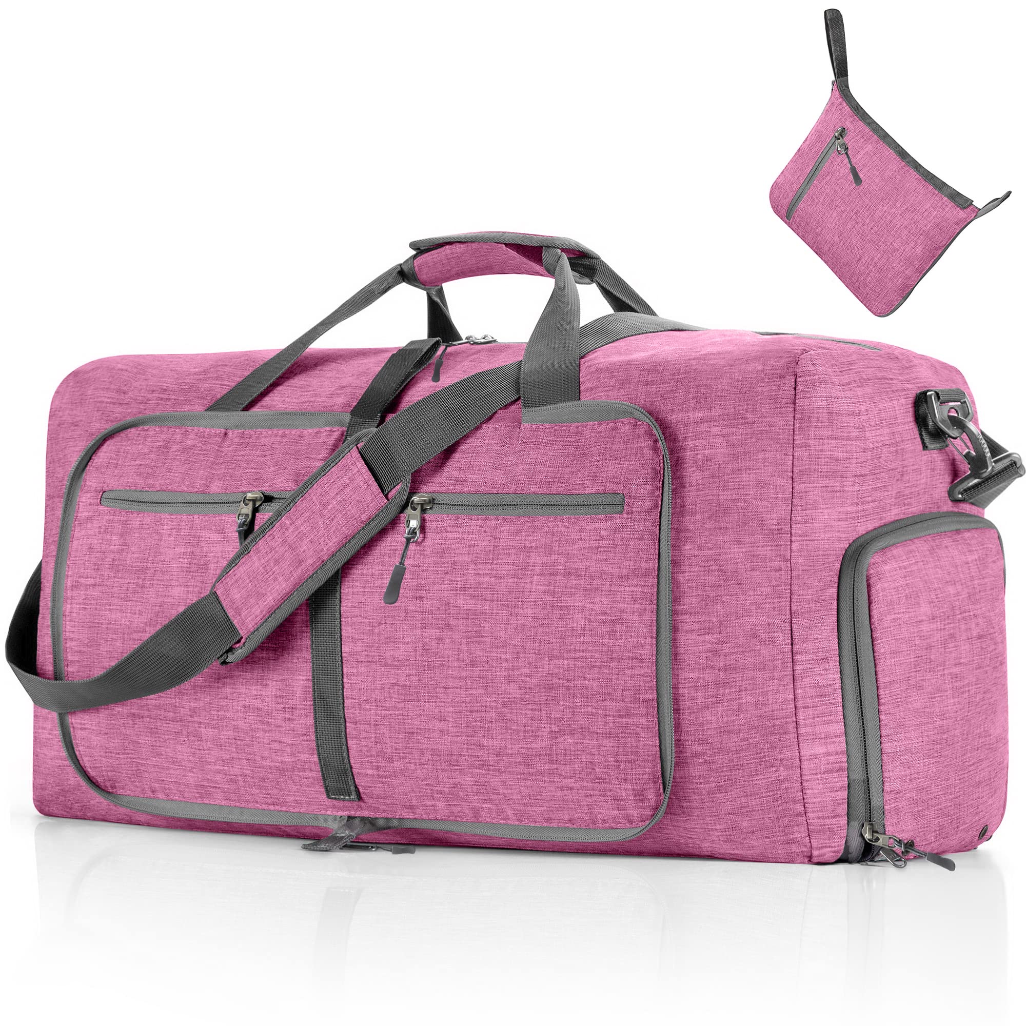 Vomgomfom 65L/85L/115L Foldable Travel Duffle Bag, Lightweight Checked Luggage with Shoe Compartment, Water-Resistant Weekender Overnight Bag for Men & Women