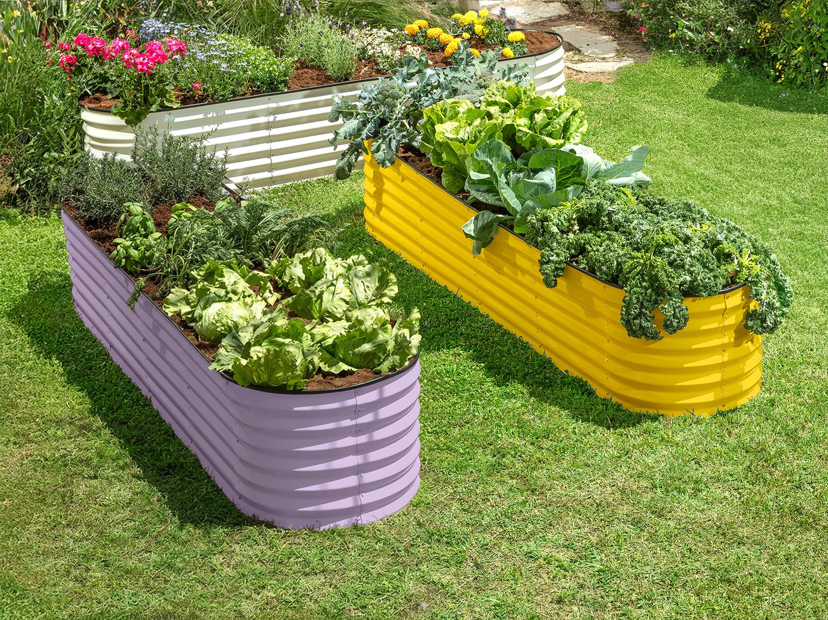 9-in-1 Galvanized Steel Raised Garden Bed // 8×2×1.5 ft Modular Planter for Gardening, Vegetables, Flowers // 18" Tall Metal Raised Garden Beds Outdoor (Dark Green) // Patented Design Planter Box