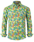 BOJIN Men's Dress Wrinkle-Free Floral Hawaiian Long Sleeve Flower Printed Casual Button Down Shirts with Pocket