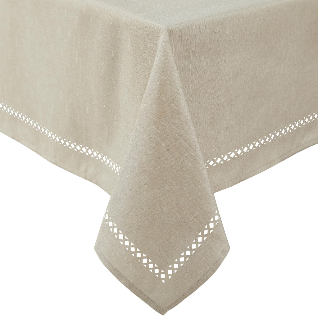 Newbridge Rectangle Fabric Placemats, Set of 4 Placemats, Provence Lattice Cutwork Solid Color Textured, Water and Stain Resistant Easy Care, Denim Blue