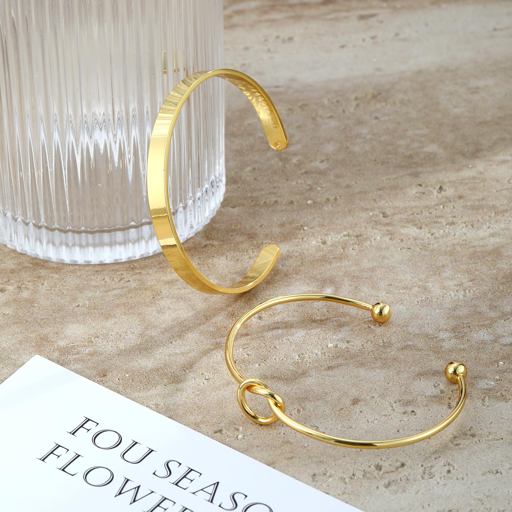 Coshilta Gold Bracelets for women 14K Gold Bangle Bracelet Stack - Adjustable Waterproof Trendy Bracelets Gold Filled Stacks Bangles Link Chain Gold Bracelet Non Tarnish for Women Jewelry Gifts
