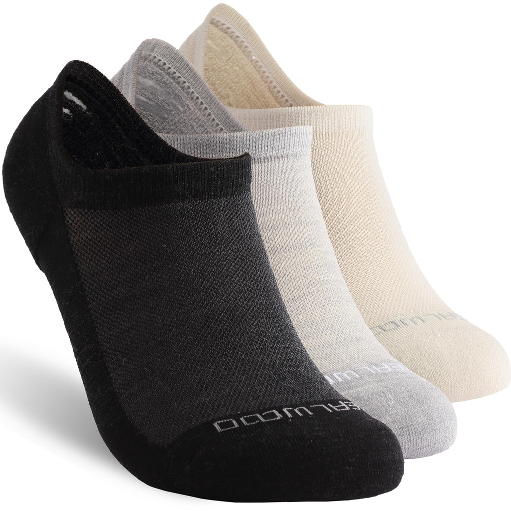 No Show Athletic Socks, ZEALWOOD 3 Pairs Merino Wool Ultra-Light Running Tennis Golf Socks for Men Women