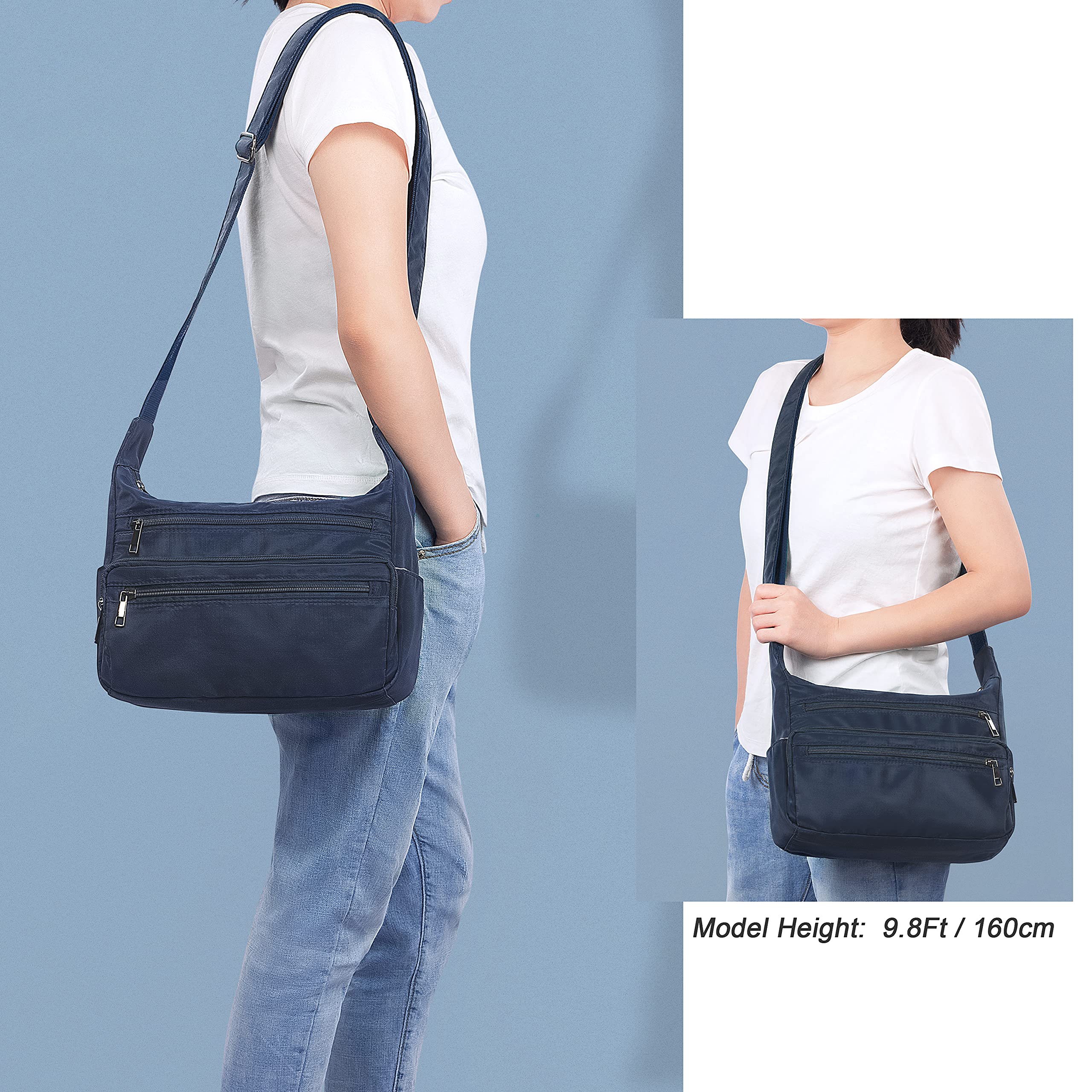 VOLGANIK ROCK RFID Purses for Women Fabric Nylon Multi Pocket Crossbody Bag Ladies Travel Handbag