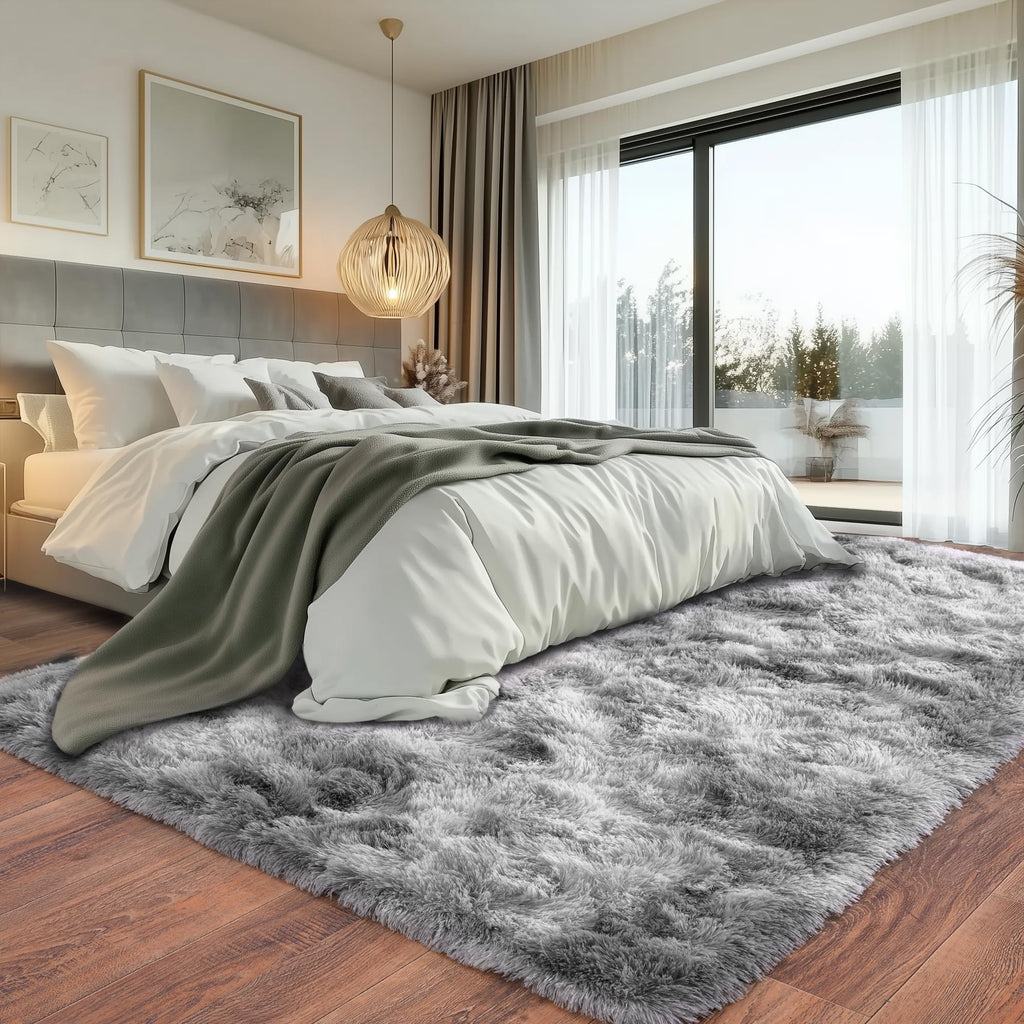 Beige Fluffy Rug for Bedroom 4x6ft - Ultra Soft & Non Slip Shaggy Area Rug, Comfy Durable Carpet for Living Room Kids Room Teens Dorm Home Decor, 1.7'' Thick Indoor Plush Carpets