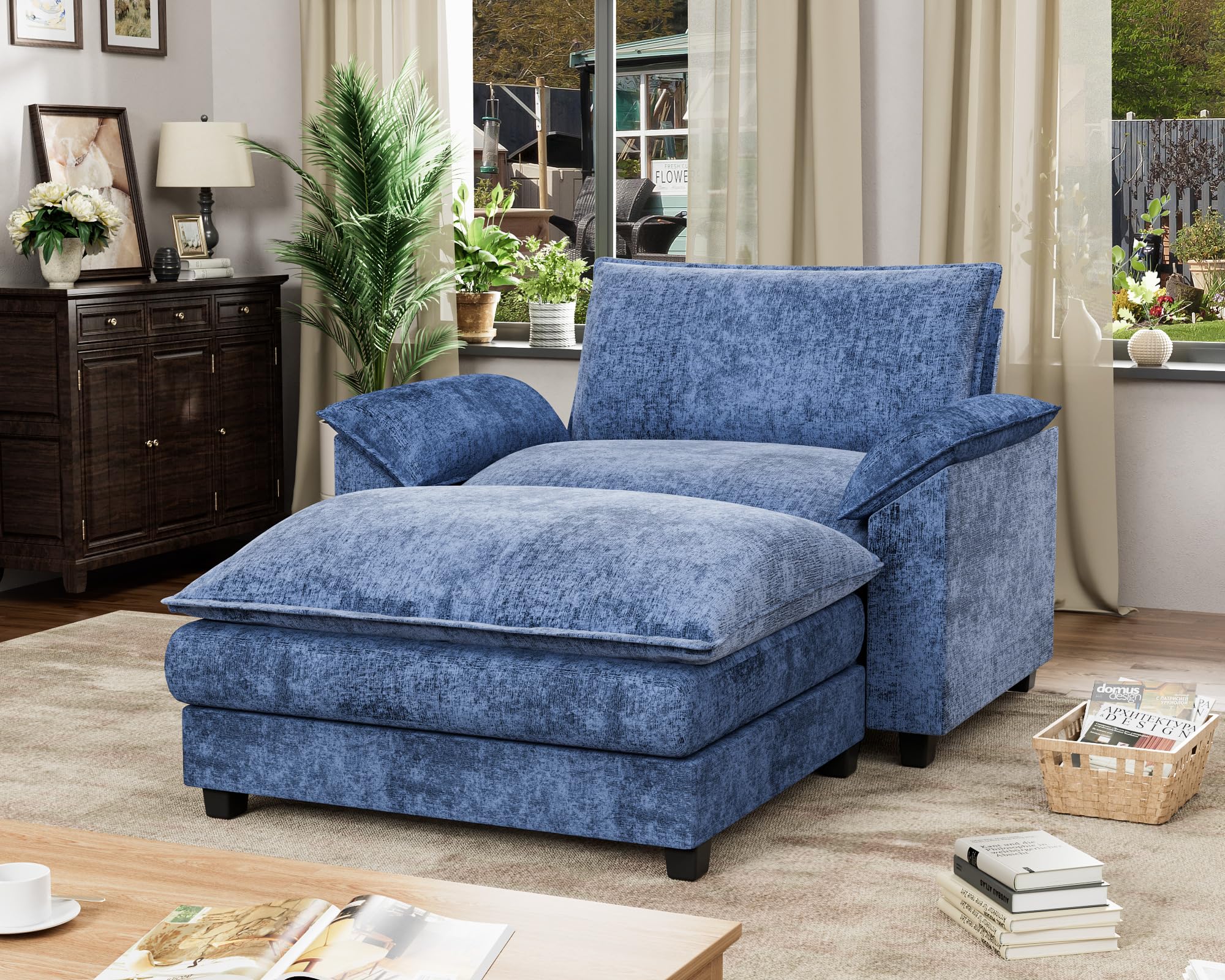 Homall 80" Modular Sectional Sofa, Loveseat Sofa Couch with Double-Layer Cushion, DIY Combination Chenille Deep 2-Seat Cloud Couch for Living Room, Apartment (Bright Grey, Loveseat Sofa)