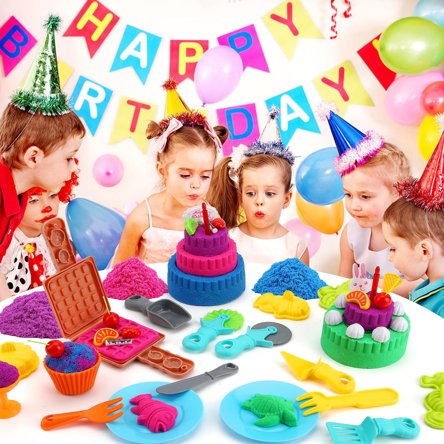 YIDESTARS Sensory Play Kit: Sand Art & Ice Cream Toy - 4lbs Colorful Sand,Molds,Tools,Sandbox w/Lid - Fun Gift for Kids(3-8)