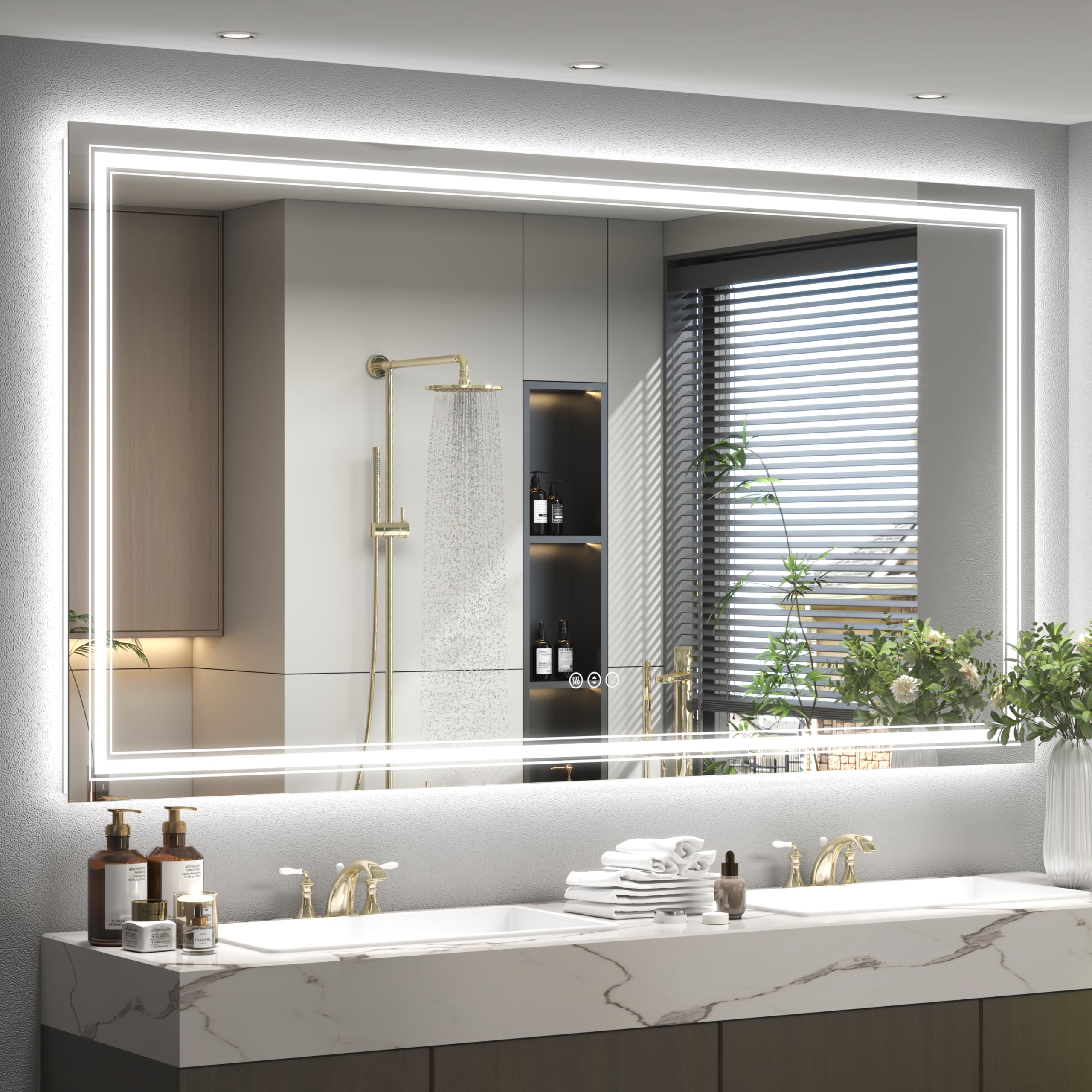20x28 LED Bathroom Mirror, Vanity Mirror with Lights, Backlit and Front lit Mirror for Wall, Dimmable, Anti-Fog, Shatterpoof, Memory (Horizontal/Vertical)