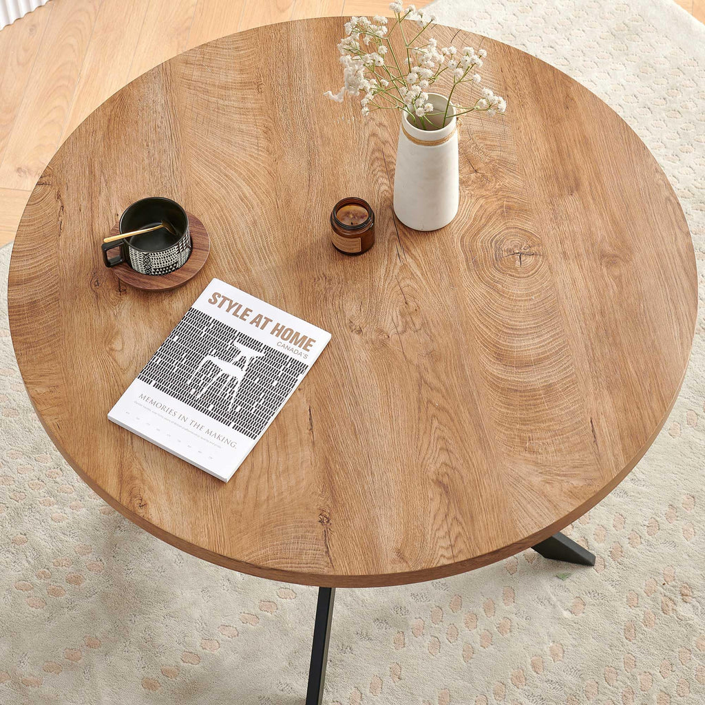 Homedot Dining Table Set for 2 with Black Dining Chairs, 3-Piece Compact Kitchen Table Set for Small Spaces, Rustic Brown Round Table Wooden with Upholstered Dining Side Chairs for Living Room