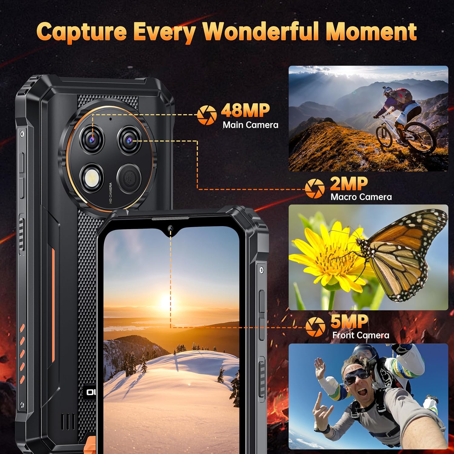 G1 Rugged Smartphone Unlocked - 24+256GB/1TB Android 15 Rugged Cellphones, 6.52” HD Display IP68/IP69K 10600mAh Battery 48MP Rear Camera Waterproof Phone, Fingerprint/Dual Sim/NFC 2025