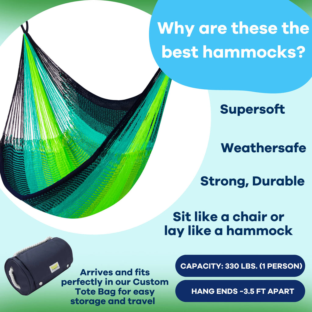 Handwoven Hanging Chair by Yellow Leaf Hammocks - Fits 1 Person, 330lb Max - Kick Back for Full-Body Recline - Weathersafe, Ultra Soft, Hang Anywhere - Color: Natural Khaki