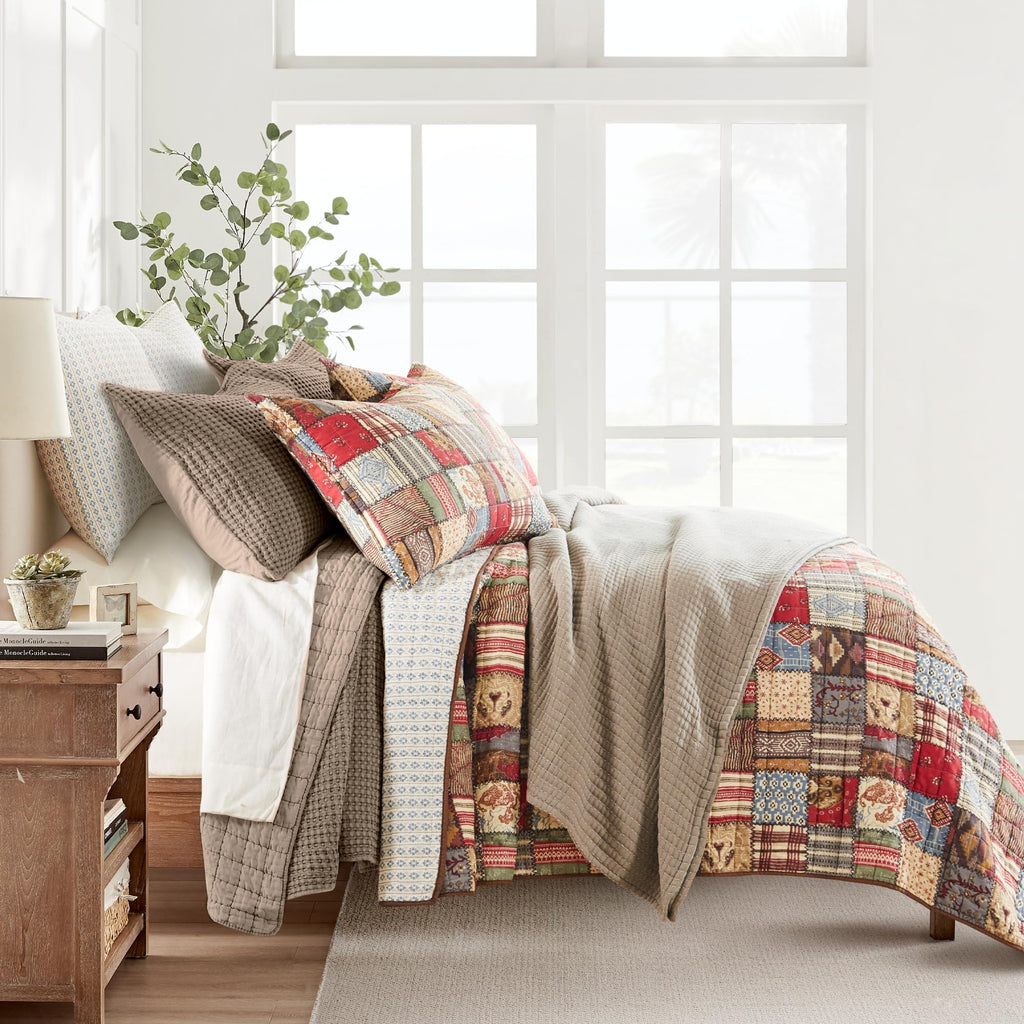 Levtex Home Mills Waffle Twin Bedspread Set (84x104in) with 1 Pillow Sham (26x20in) - Adobe - 100% Cotton Twin Size Bedspread Set - Lightweight, Soft, Pre-Washed