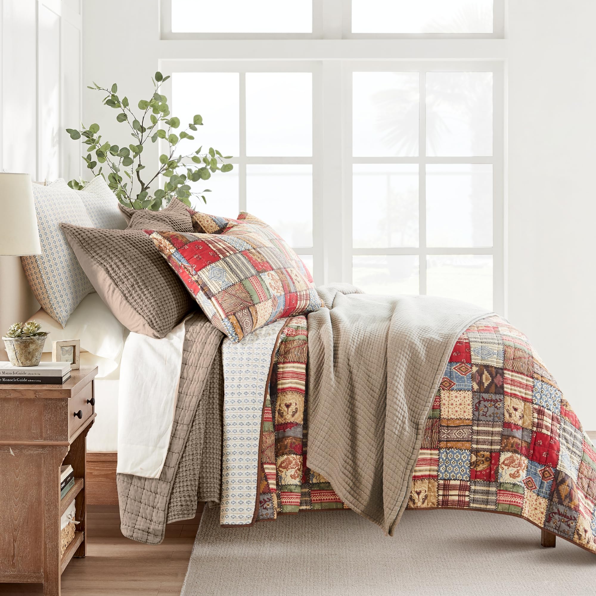 Levtex Home Mills Waffle Twin Bedspread Set (84x104in) with 1 Pillow Sham (26x20in) - Adobe - 100% Cotton Twin Size Bedspread Set - Lightweight, Soft, Pre-Washed