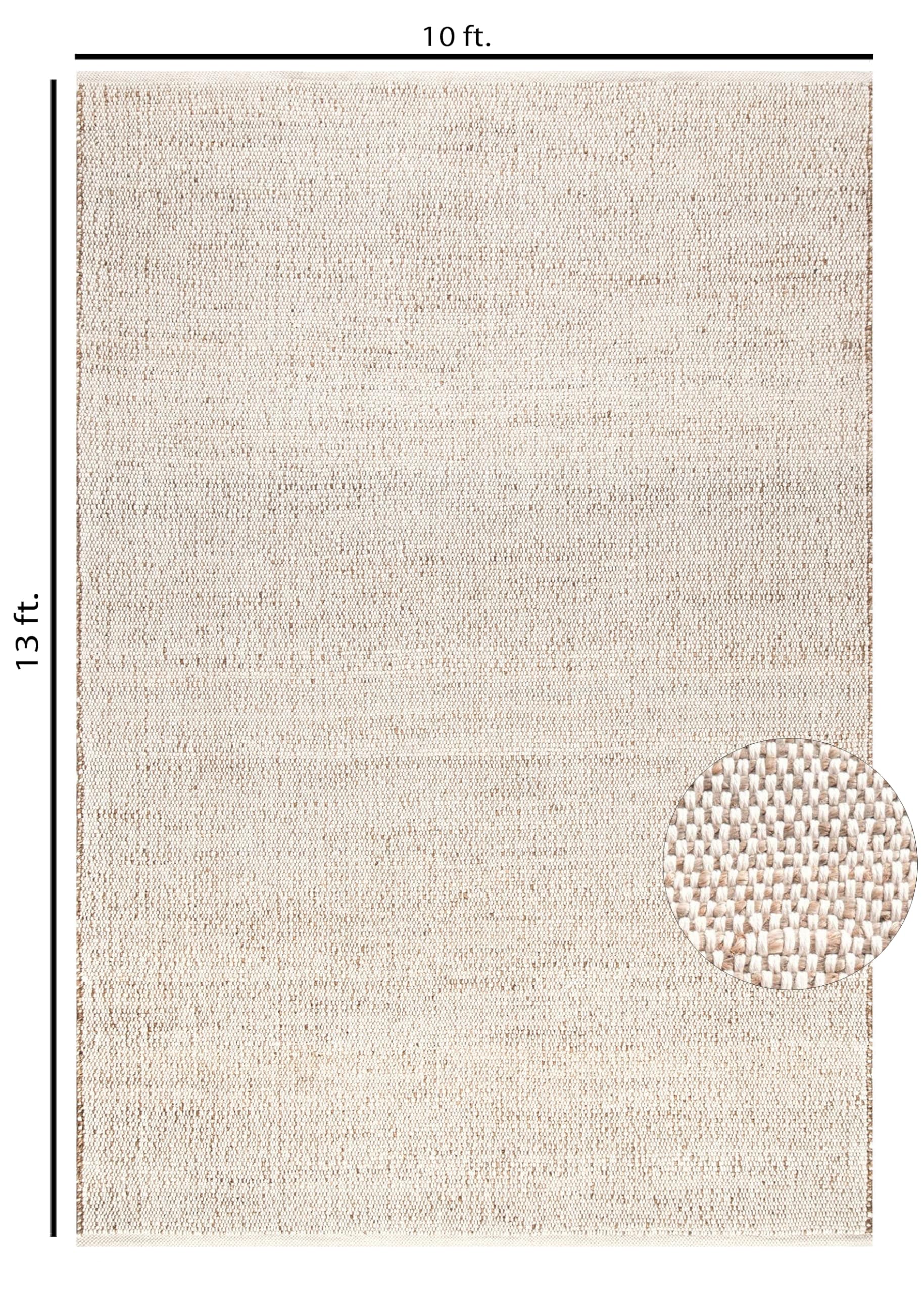 FRELISH DECOR Handwoven Jute Cotton Area Rug- Natural Yarn- Contemporary Farmhouse Decor- Rustic Nautical Rugs for Bedroom Living Room/Entryway Doormat (2'x3')