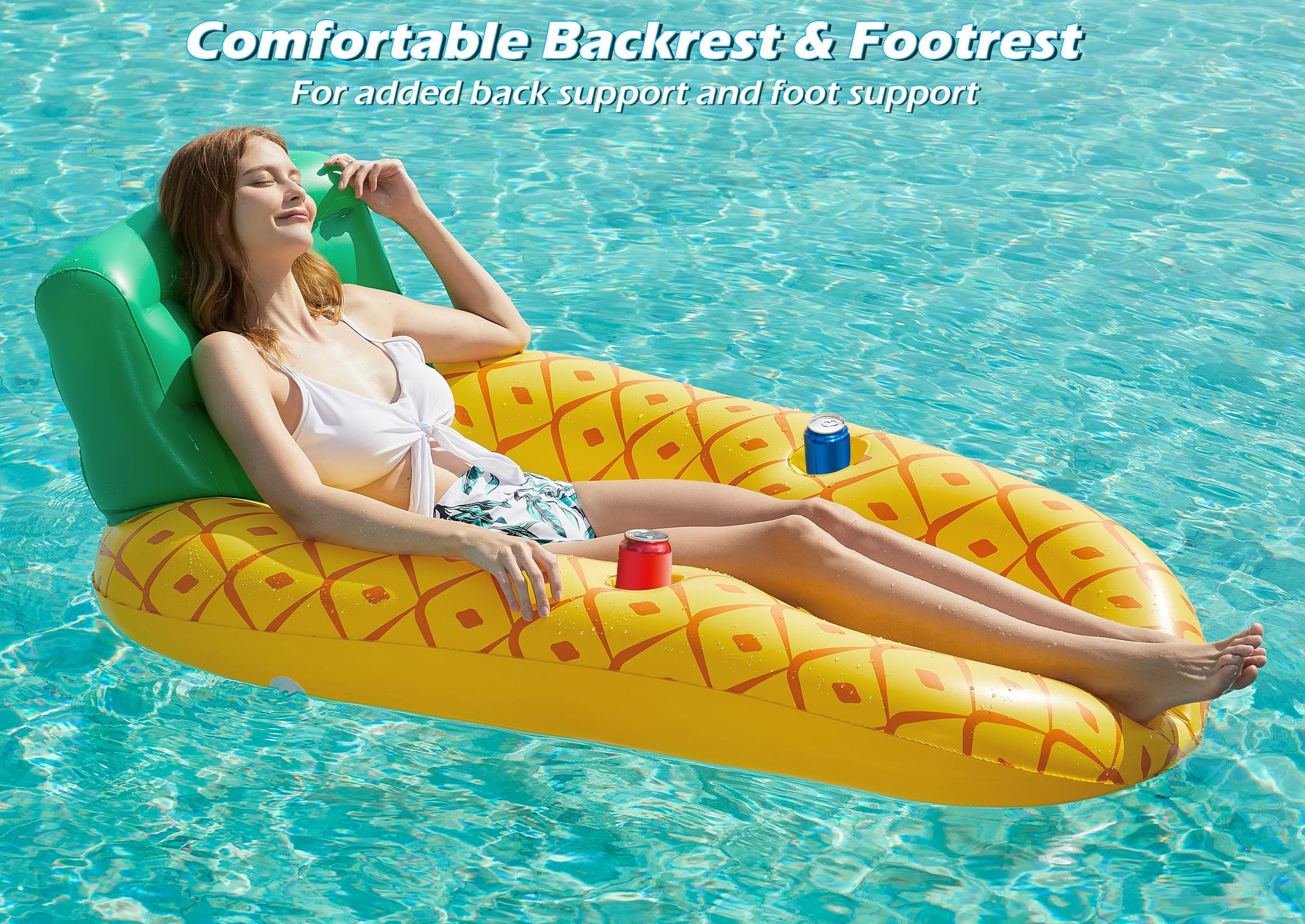 Jasonwell Inflatable Pool Float Adult - Pool Floaties Lounger Floats Raft Floating Chair Water Floaties for Swimming Pool Lake Lounge Float with Cup Holders Beach Pool Party Toys for Adults