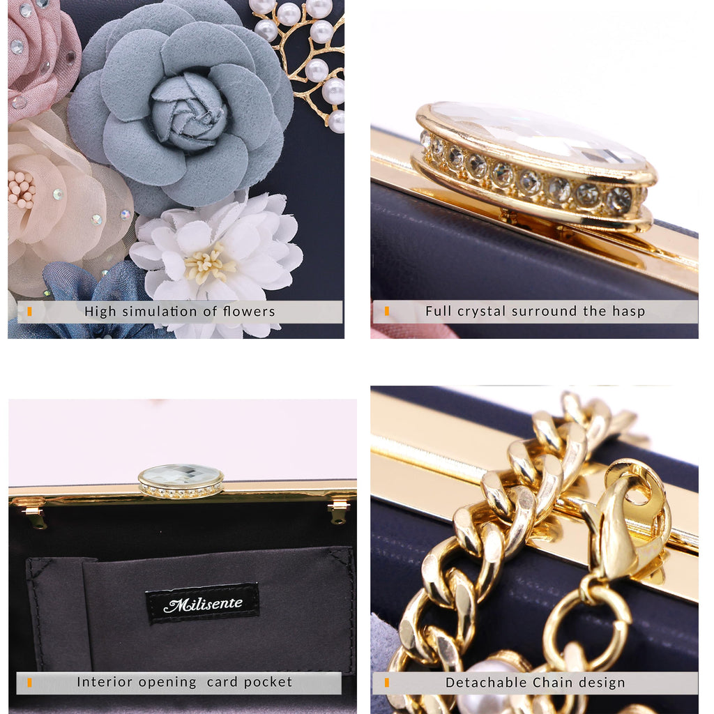 Evening Bag for Women, Flower Wedding Evening Clutch Purse Bride Floral Clutch Bag