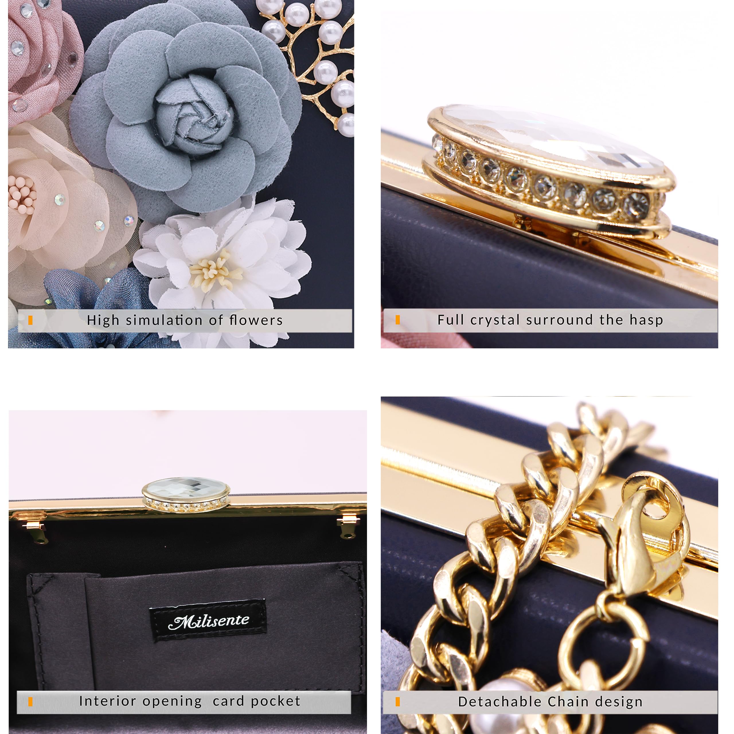 Evening Bag for Women, Flower Wedding Evening Clutch Purse Bride Floral Clutch Bag