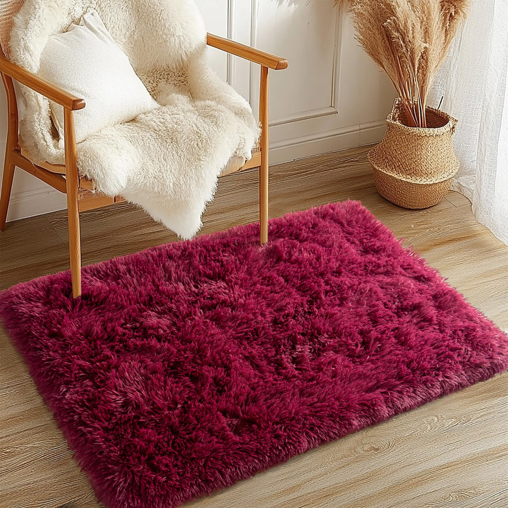 Awaytail Fluffy Rug Washable 2x3 Feet, Pure Black Desk Chair Rug Non-Slip, Super Soft Kids Rug for Boys Nursery Dorm Decor
