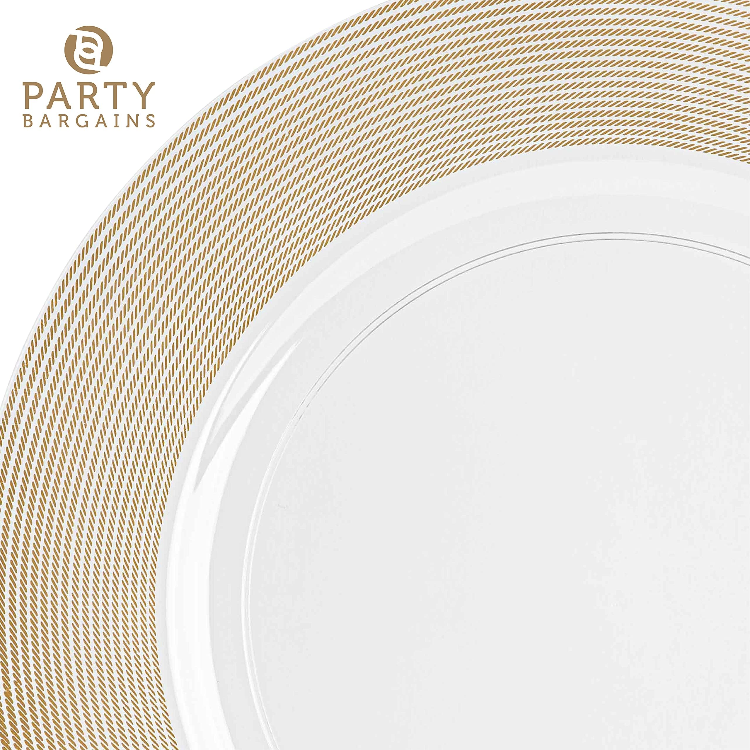 PARTY BARGAINS 13-Inch Charger Plates - 96 Pack, Clear Gold Rim, Heavy-Duty Disposable Chargers for Elegant Dining - Ideal for Weddings and Formal Events