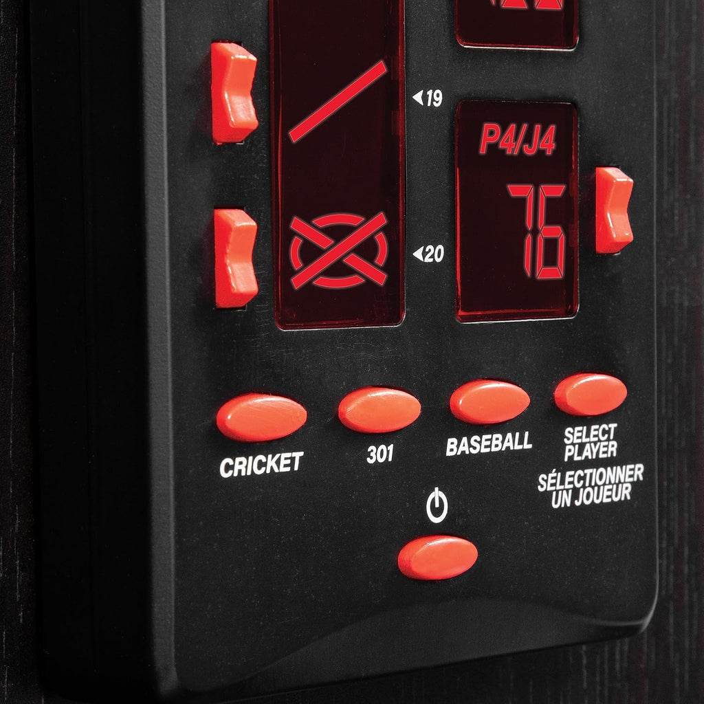 EastPoint Tournament Bristle Dartboard - 18-Inch, Red/Black - Self-Healing Sisal & Steel Tip Darts - Deluxe LED Scoring System for Electronic Dart Board - Easy-Mount Cabinet for Game Room Decor