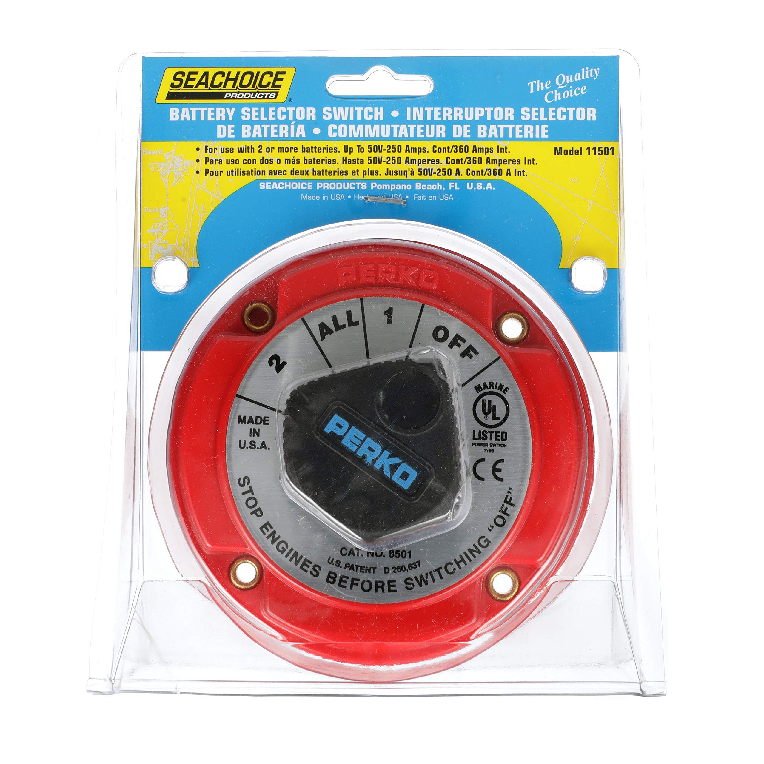 Seachoice Battery Select Switch, Disconnect Isolator Cutoff, Dual, 12 -50V
