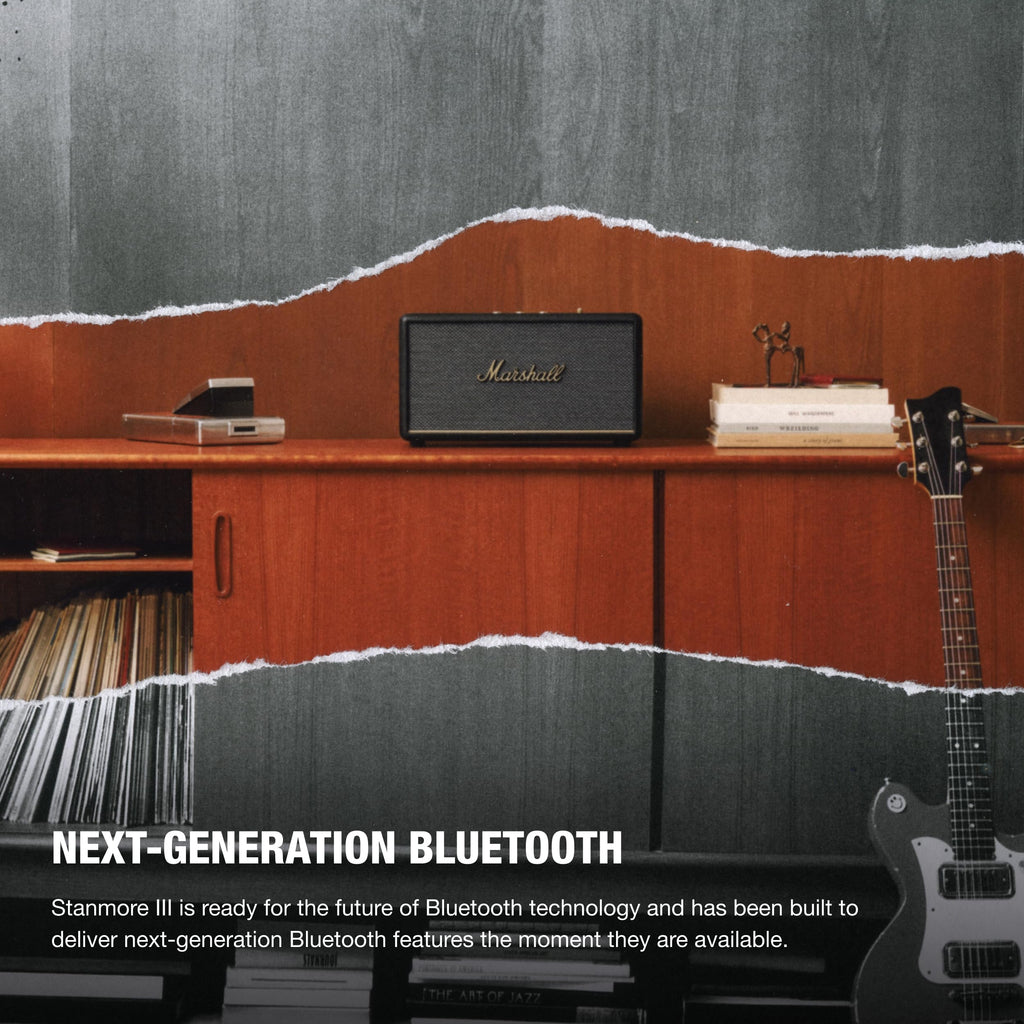 Marshall Stanmore III Bluetooth Home Speaker - Loud Stereo Sound with Bass and Treble Controls | Plug-in Powered | Record Player Compatible | RCA and 3.5mm Aux Inputs - Black