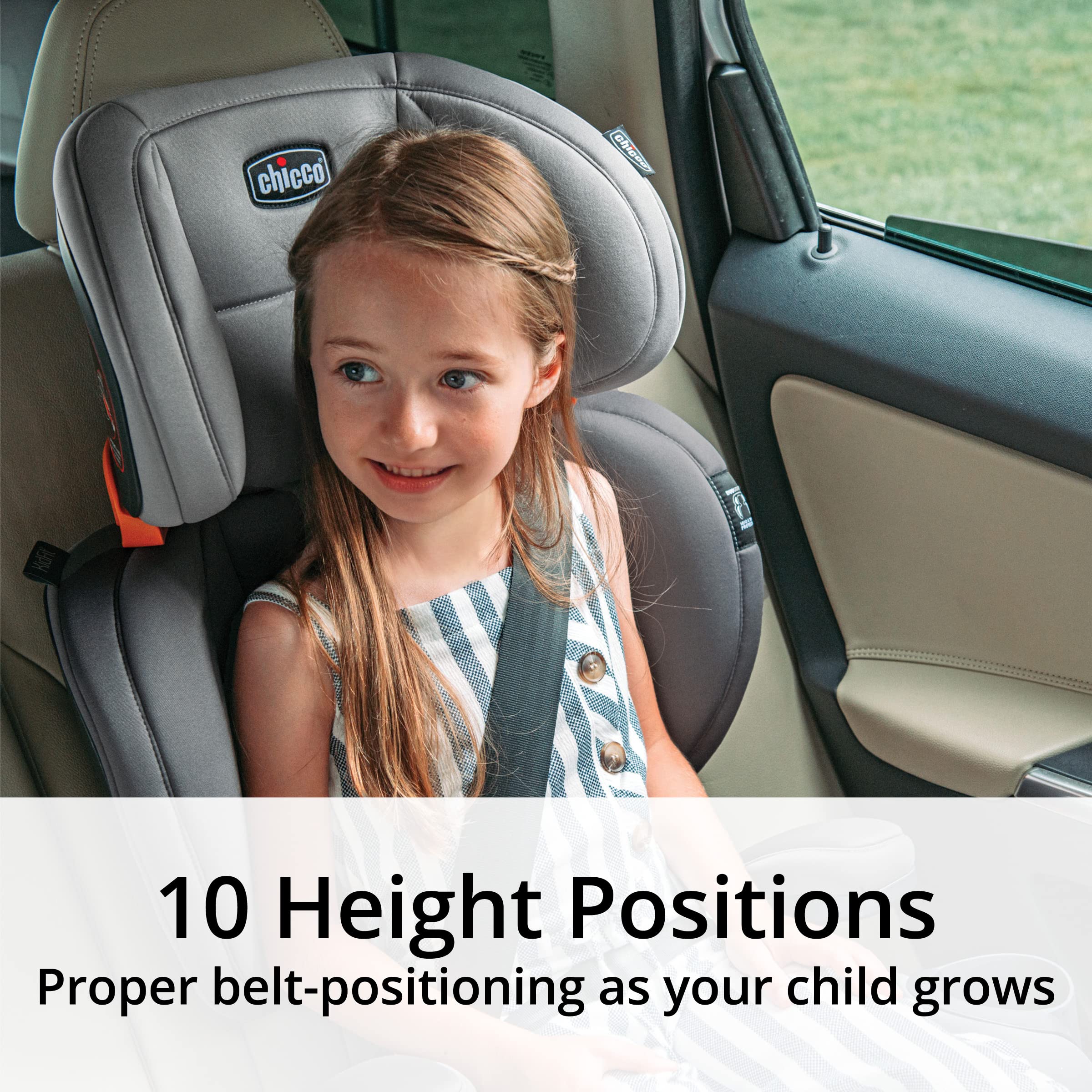 Chicco KidFit Adapt Plus 2-in-1 Belt-Positioning Booster Car Seat, Backless and High Back Booster Seat, for Children Aged 4 Years and up and 40-100 lbs., Vapor/Grey