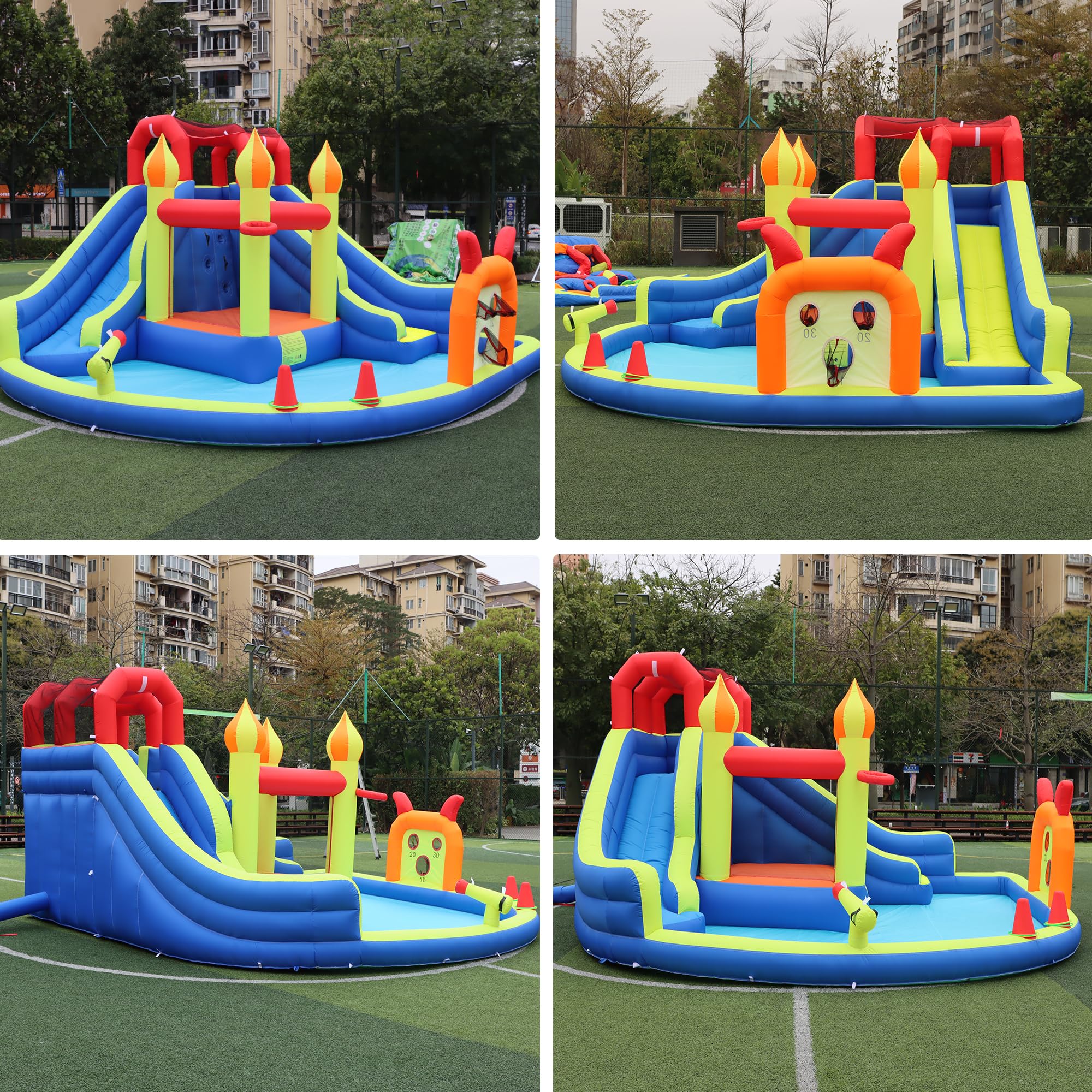 Blow Up Water Slides Two Long Slides Jumping Bouncy Castle for Kids Outdoor Inflatable Bounce House with 680W Blower for Kids Backyard